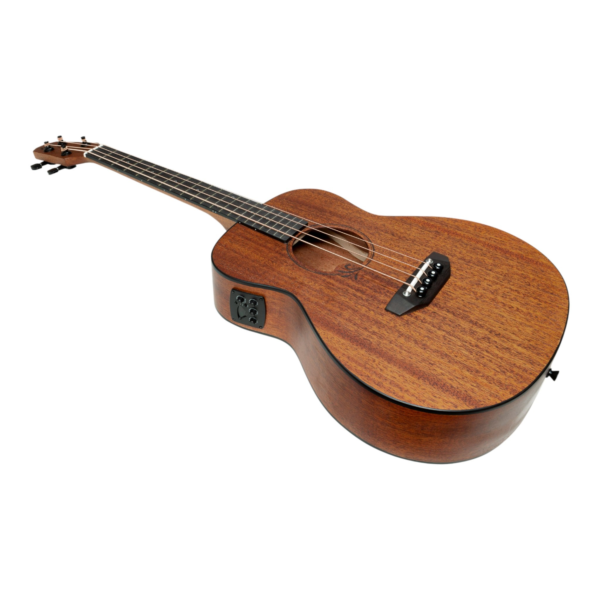 Haze 37" Solid Mahogany Top Height Adjustable Saddle Acoustic Bass Guitar - Natural HZMINISEBMH