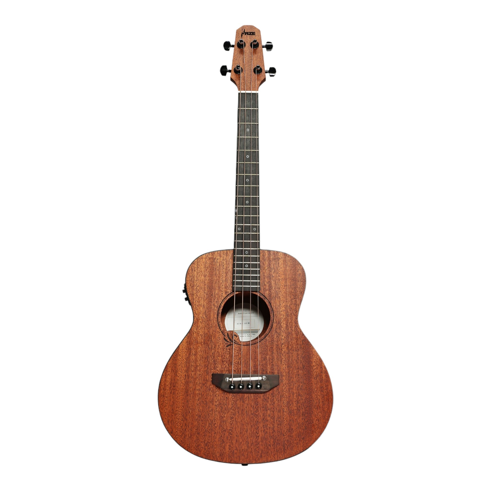 Haze 37" Solid Mahogany Top Height Adjustable Saddle Acoustic Bass Guitar - Natural HZMINISEBMH