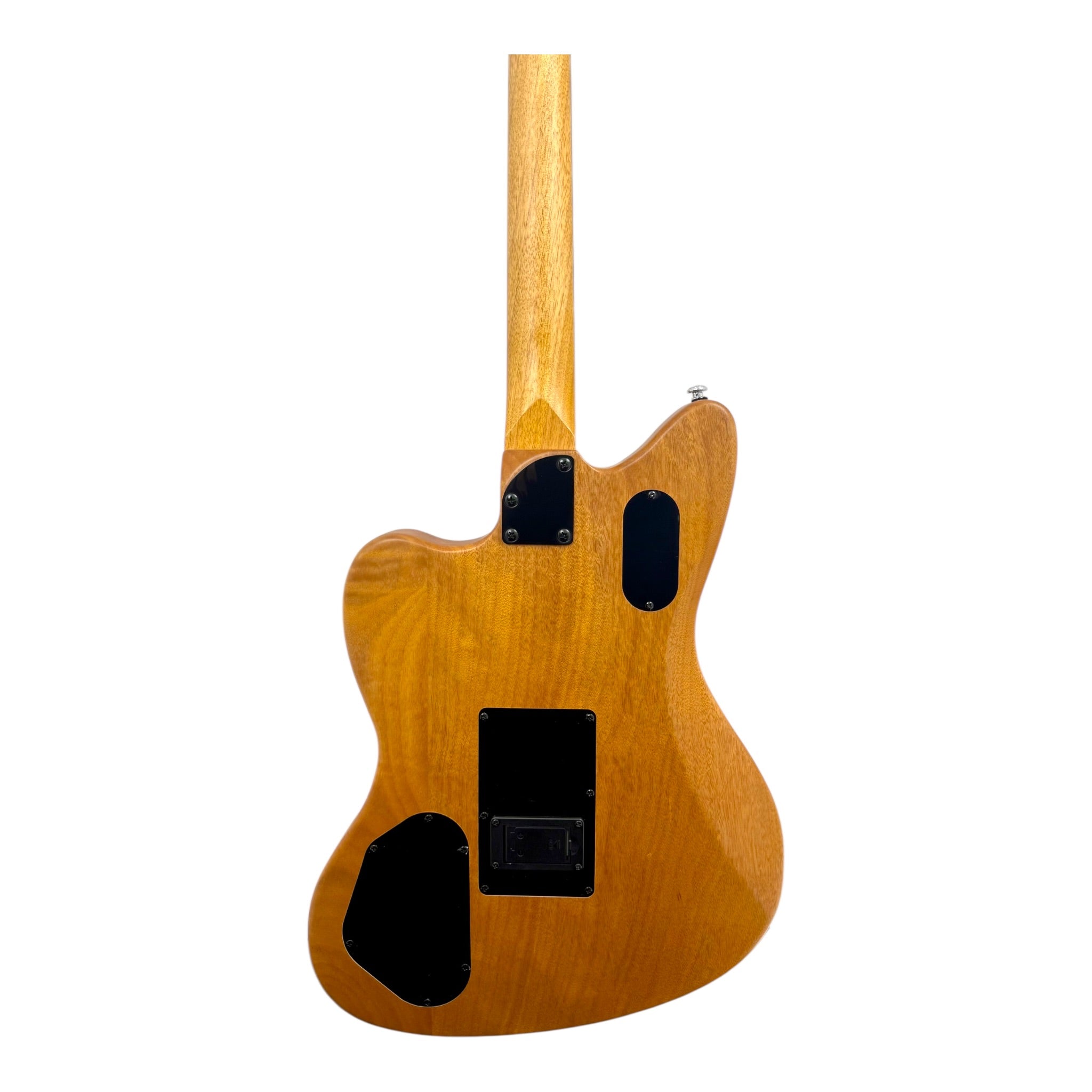 Haze JMACOUSTASONIC “SoundLab” Okoume Hollow-Body Hybrid HJM Electric-Acoustic Guitar in Matte Sunburst