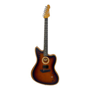 Haze JMACOUSTASONIC “SoundLab” Okoume Hollow-Body Hybrid HJM Electric-Acoustic Guitar in Matte Sunburst
