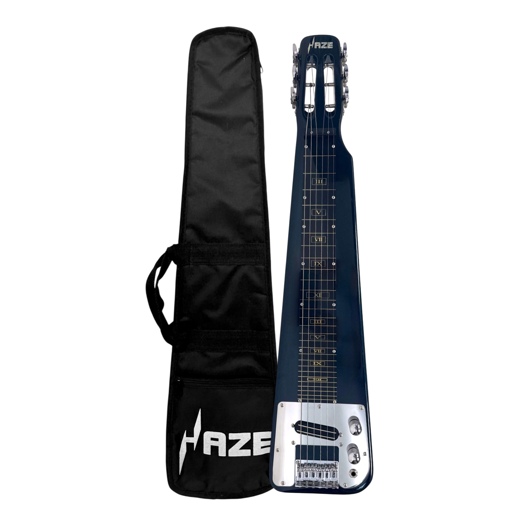 Haze LT30MBL Metallic Deep Teal Lap Steel Electric Guitar + 10W Amp. (Optional)