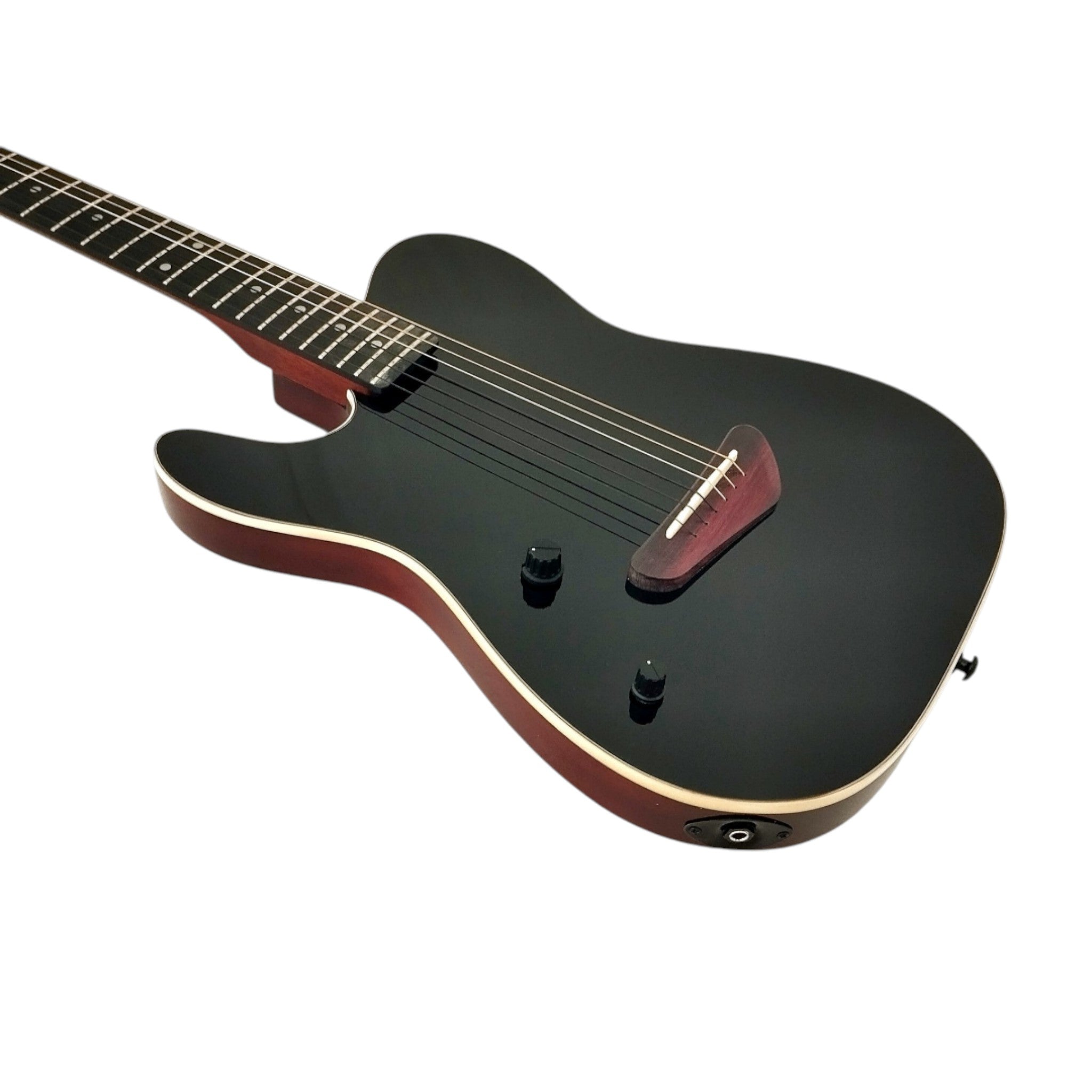 Haze MRE600 Black Left-Handed Silent Electric Guitar with Piezo Pickups