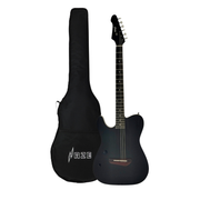 Haze MRE600 Black Left-Handed Silent Electric Guitar with Piezo Pickups