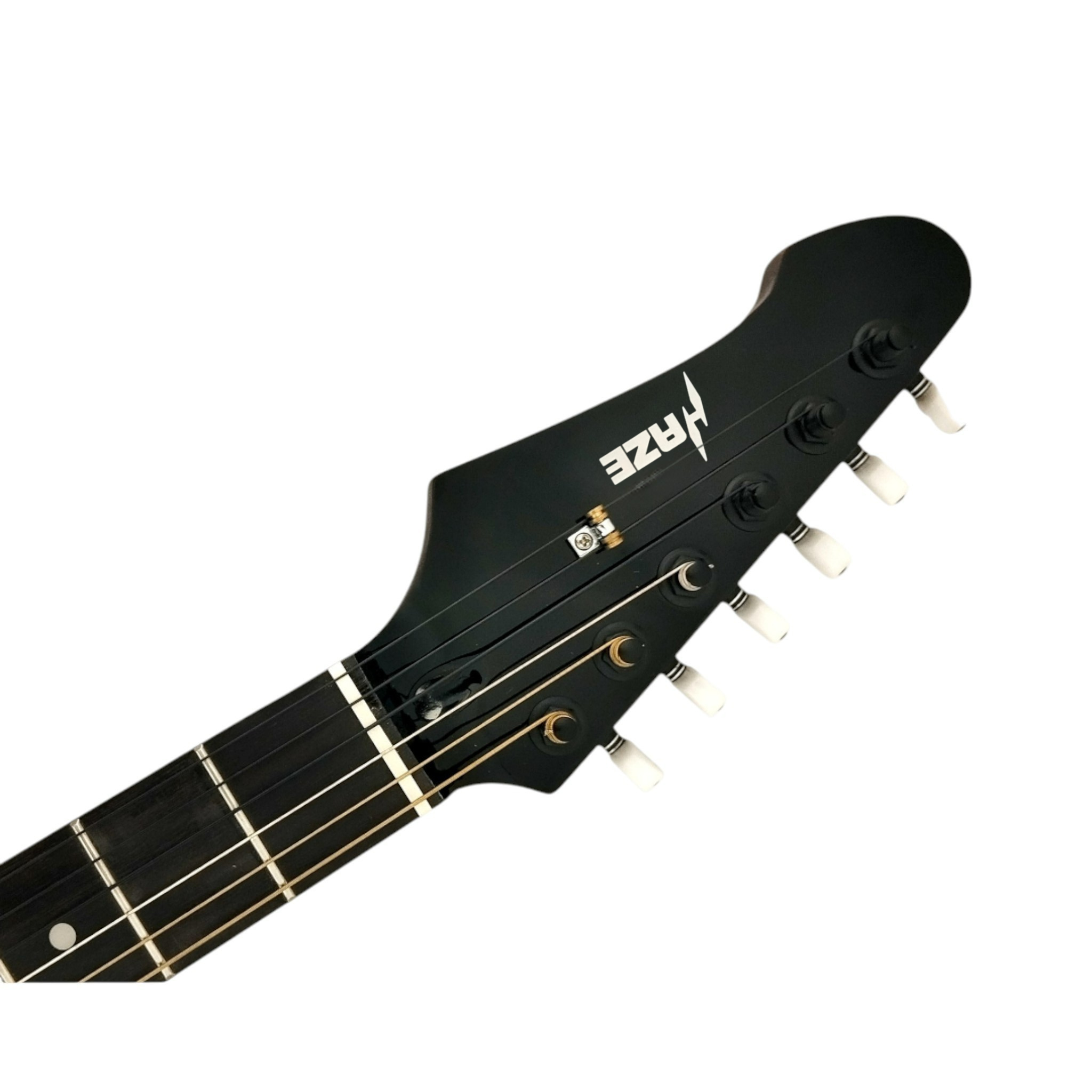 Haze MRE600 Black Left-Handed Silent Electric Guitar with Piezo Pickups