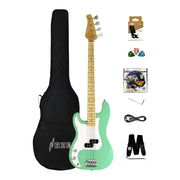 Haze Left Handed Basswood Seafoam Green Electric Bass Guitar - Surf Green PB172SGNLH with Accessories and Haze CUBEBABY Portable Multifunctional Bass (Optional)