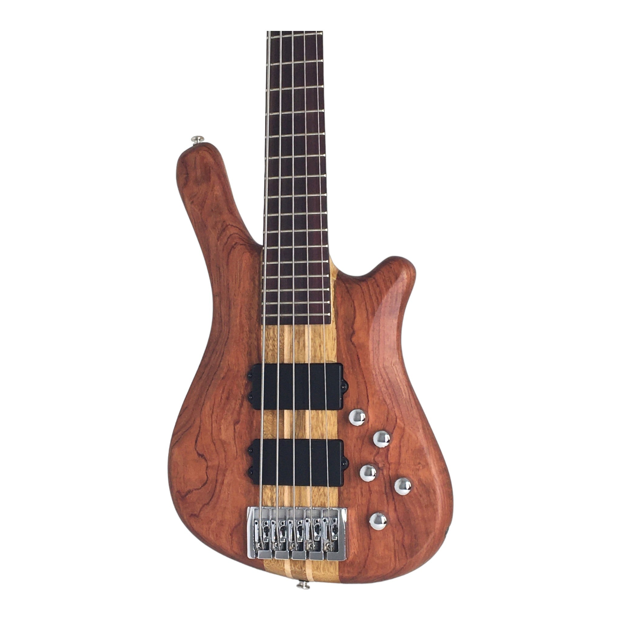 Haze 5-String Active Humbucker Padauk Wood WR Electric Bass Guitar - Natural SBG368N