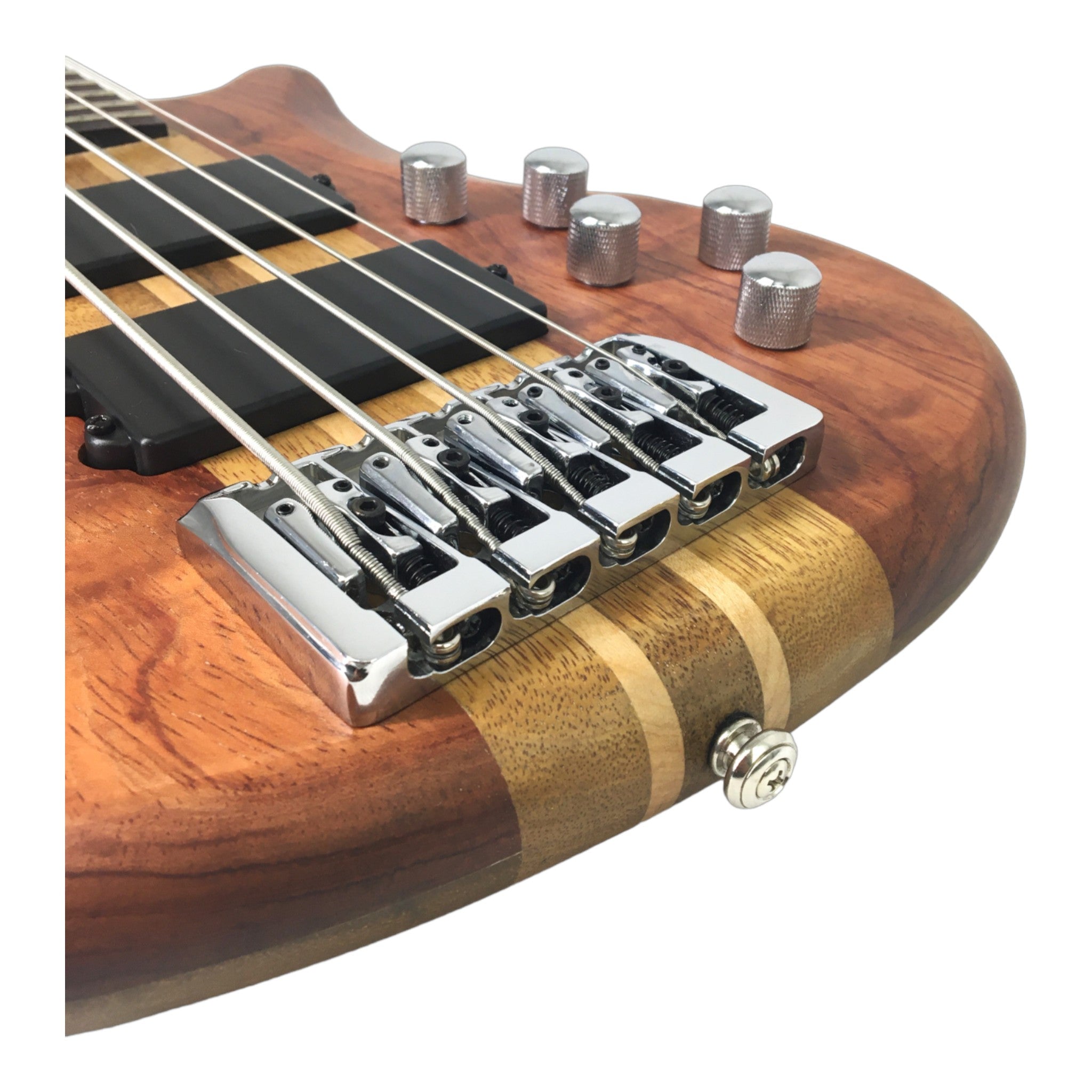 Haze 5-String Active Humbucker Padauk Wood WR Electric Bass Guitar - Natural SBG368N