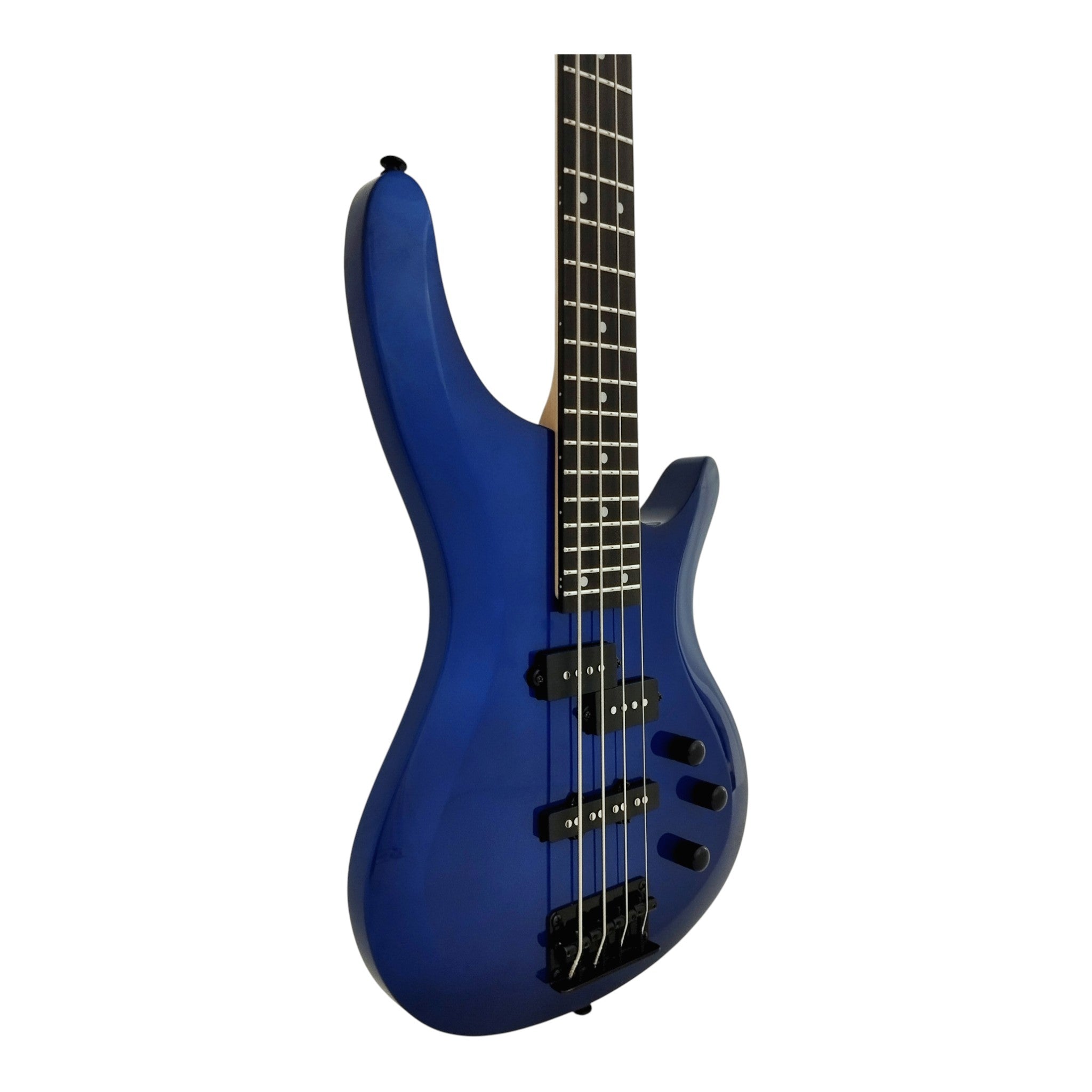 Haze SBG385JB Electric Bass Guitar, 4-String, Navy Metallic Blue with Accessories and Haze CUBEBABY Multi Effects Pedals(Optional)