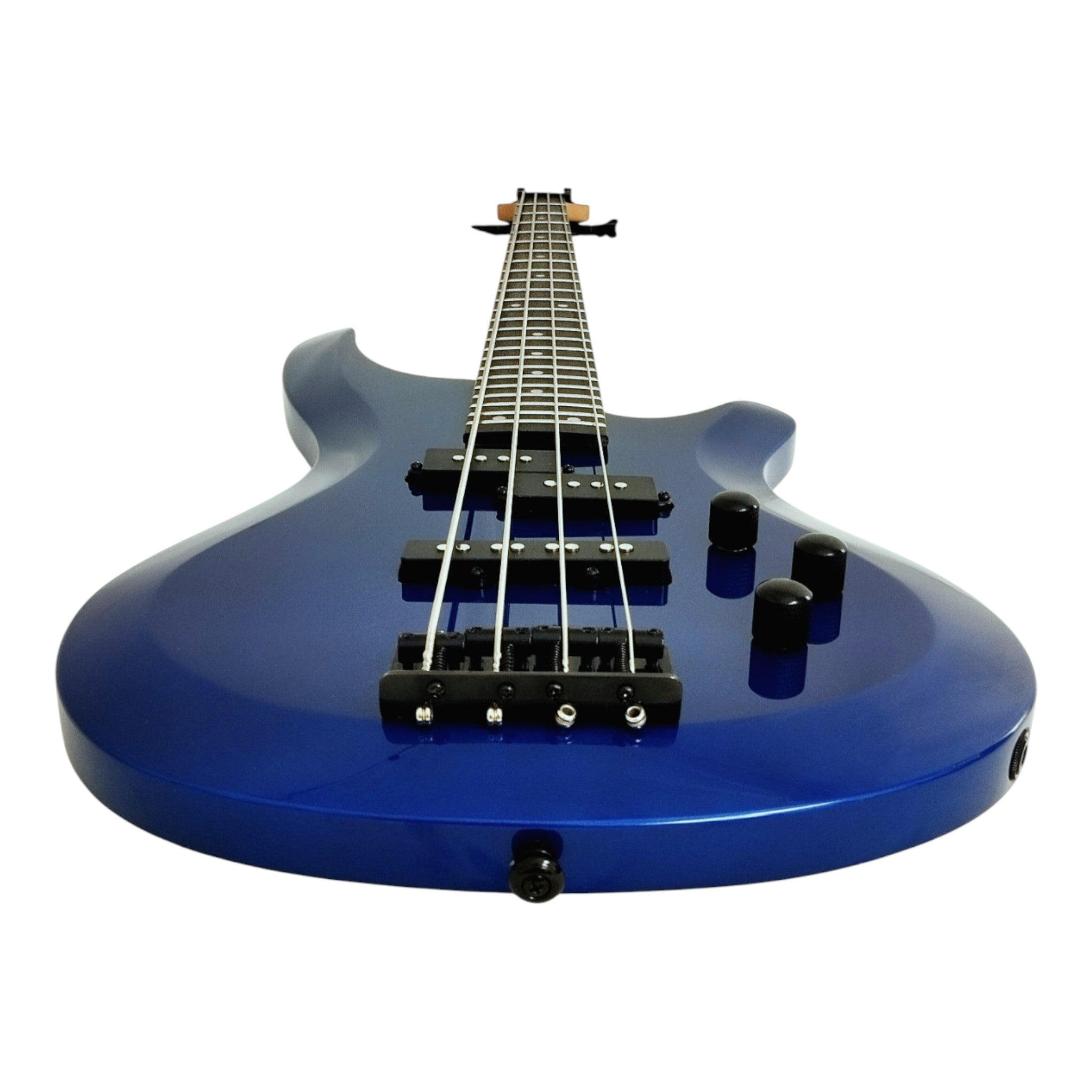 Haze SBG385JB Electric Bass Guitar, 4-String, Navy Metallic Blue with Accessories and Haze CUBEBABY Multi Effects Pedals(Optional)