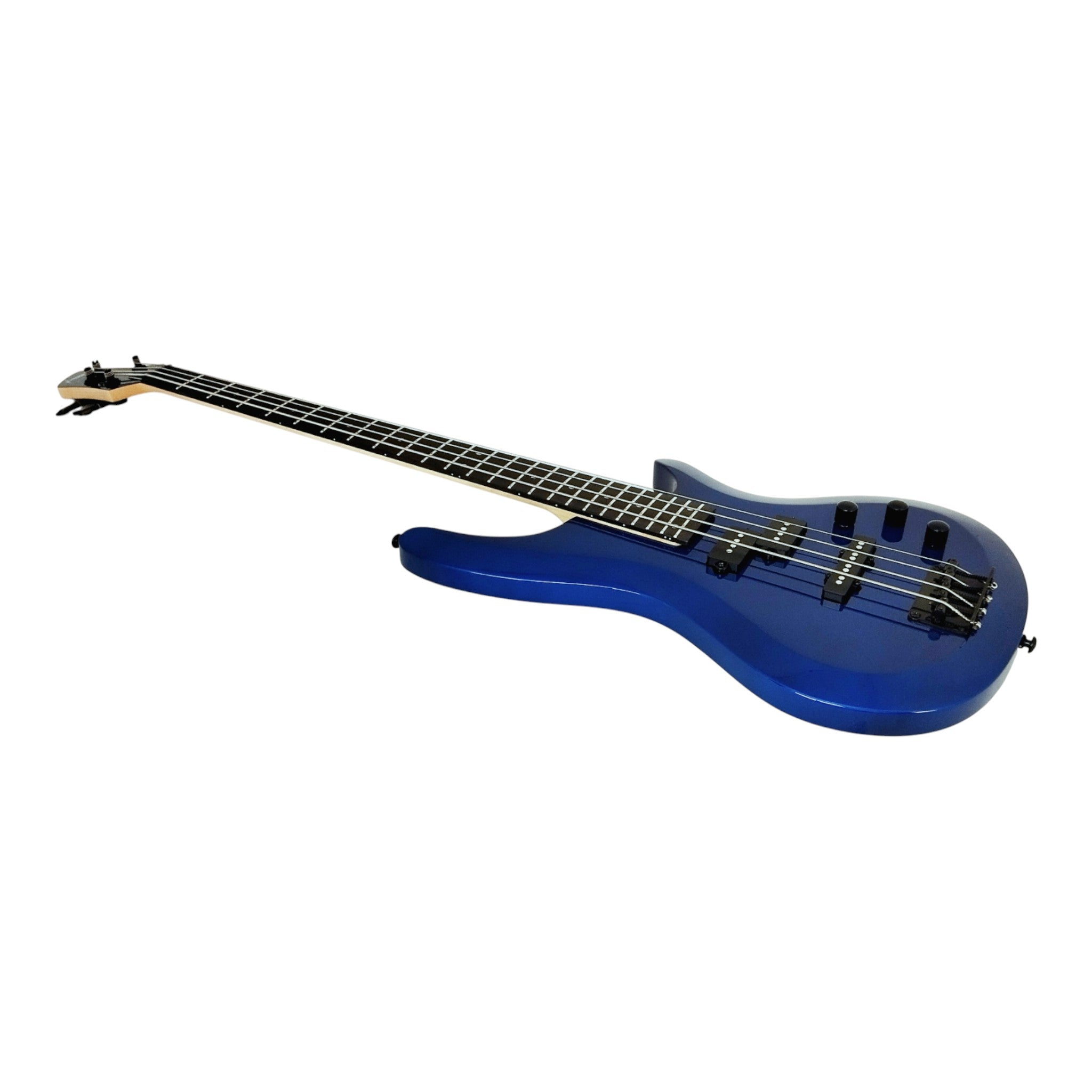 Haze SBG385JB Electric Bass Guitar, 4-String, Navy Metallic Blue with Accessories and Haze CUBEBABY Multi Effects Pedals(Optional)