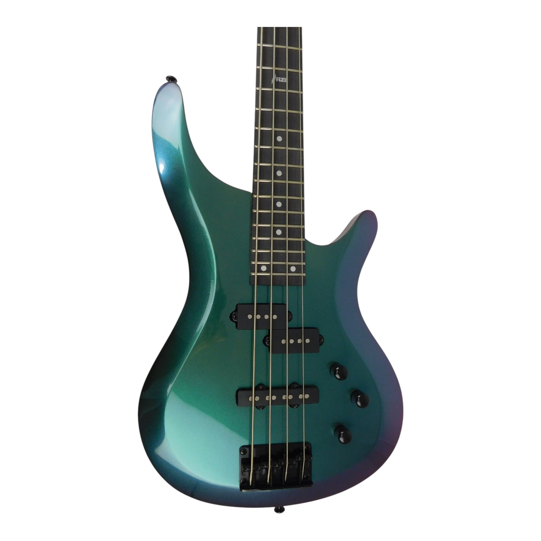 Haze Chameleon Split/Single Coil Solid Basswood J-Style Electric Bass Guitar SBG385V Accessories & CUBEBABY Pedal (Optional)