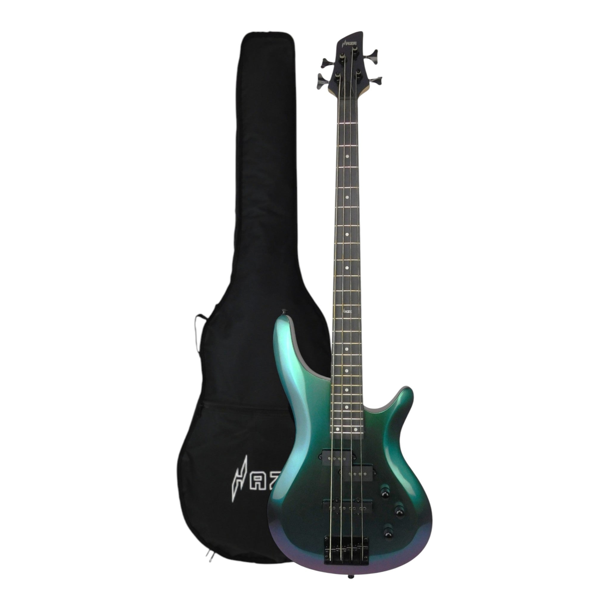 Haze Chameleon Split/Single Coil Solid Basswood J-Style Electric Bass Guitar SBG385V Accessories & CUBEBABY Pedal (Optional)