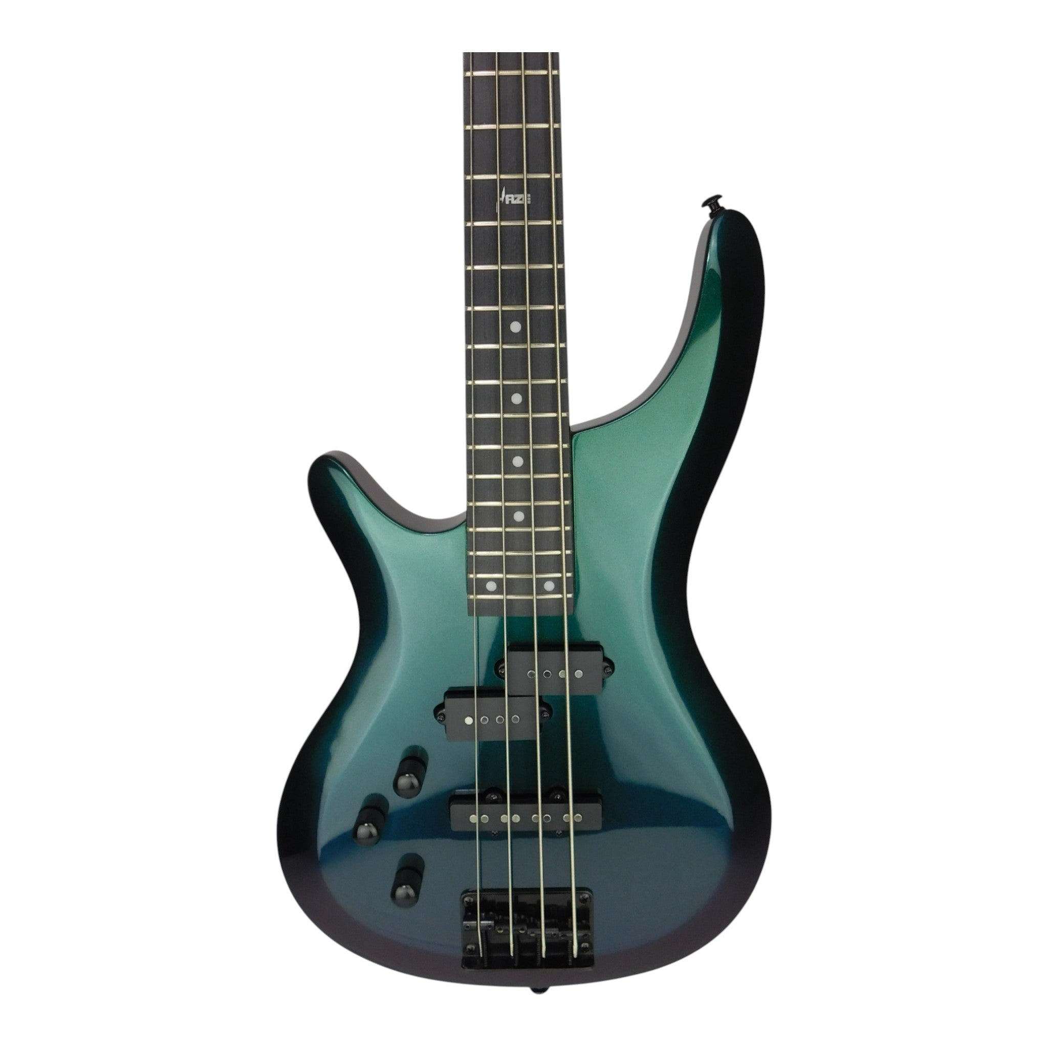 Haze Left-Handed Split/Single Coil Solid Basswood J-Style Electric Bass Guitar - Chameleon SBG385VLH