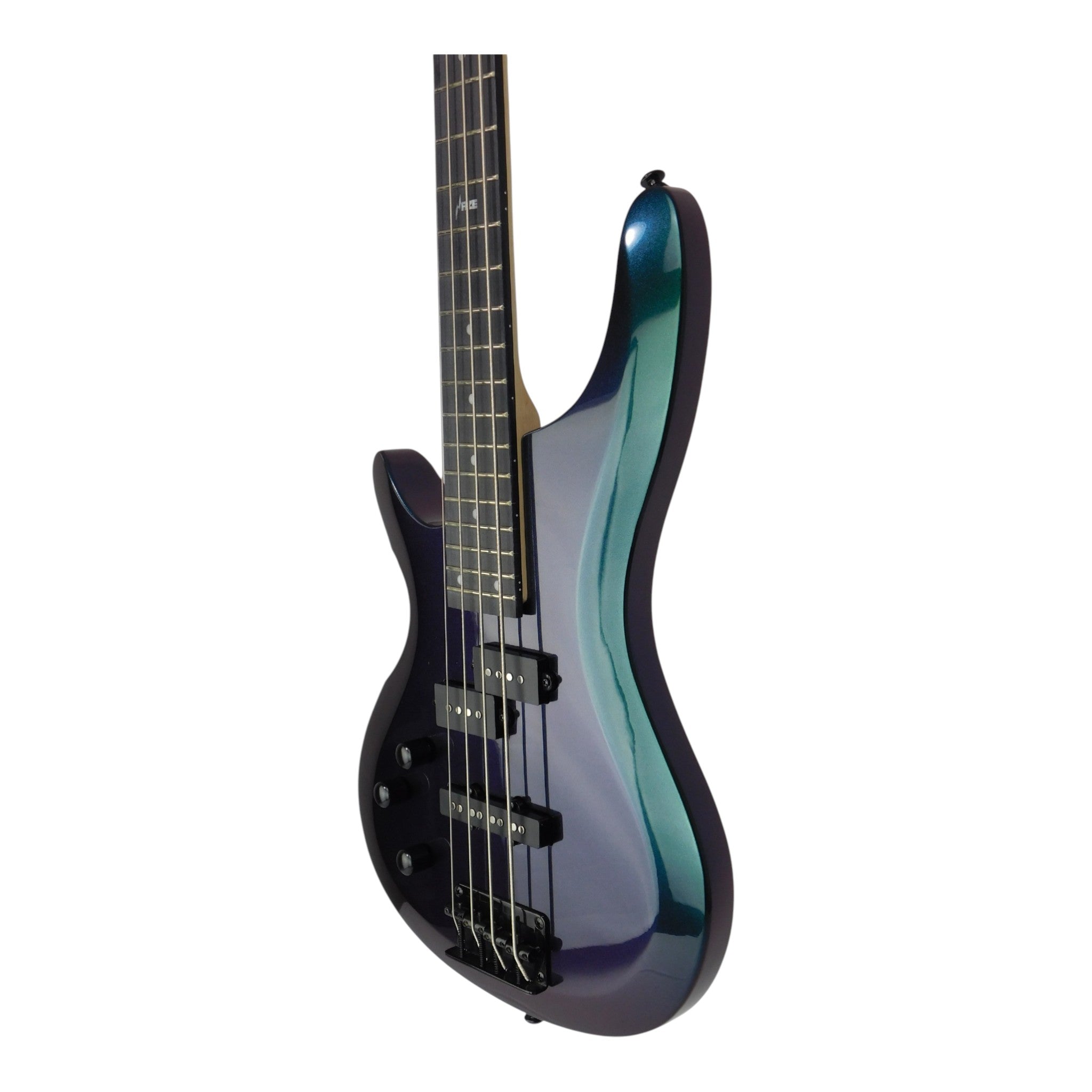 Haze Left-Handed Split/Single Coil Solid Basswood J-Style Electric Bass Guitar - Chameleon SBG385VLH