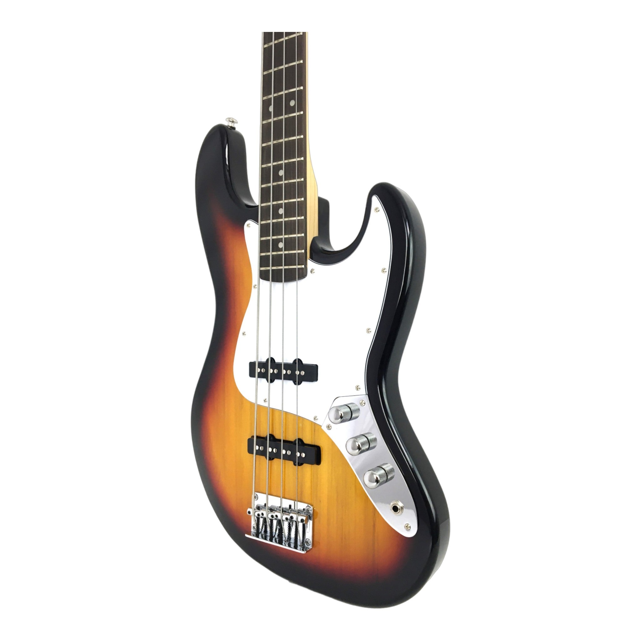 Haze Single-Coil Solid Basswood J-Style Electric Bass Guitar - Sunburst SBG387BS