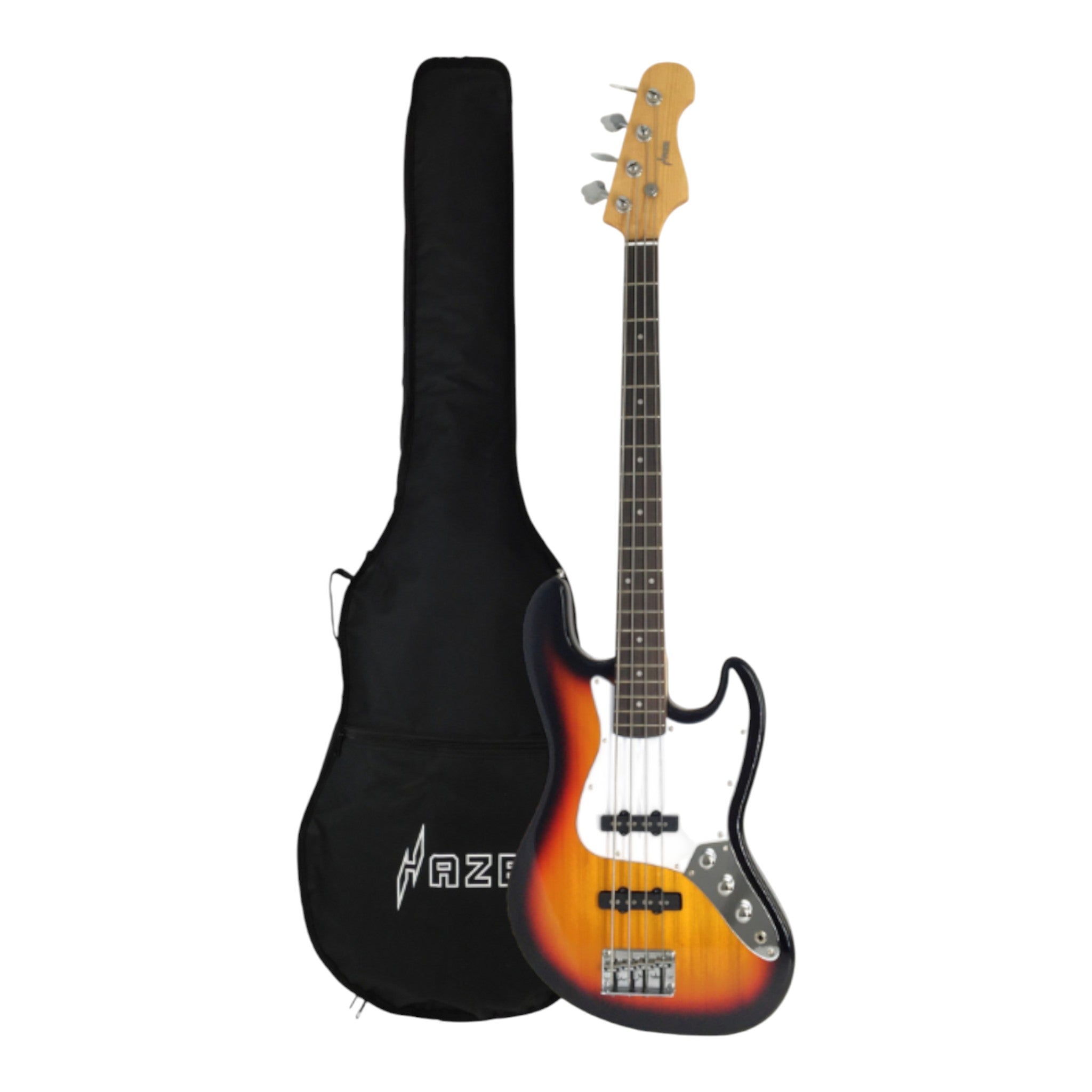 Haze Single-Coil Solid Basswood J-Style Electric Bass Guitar - Sunburst SBG387BS