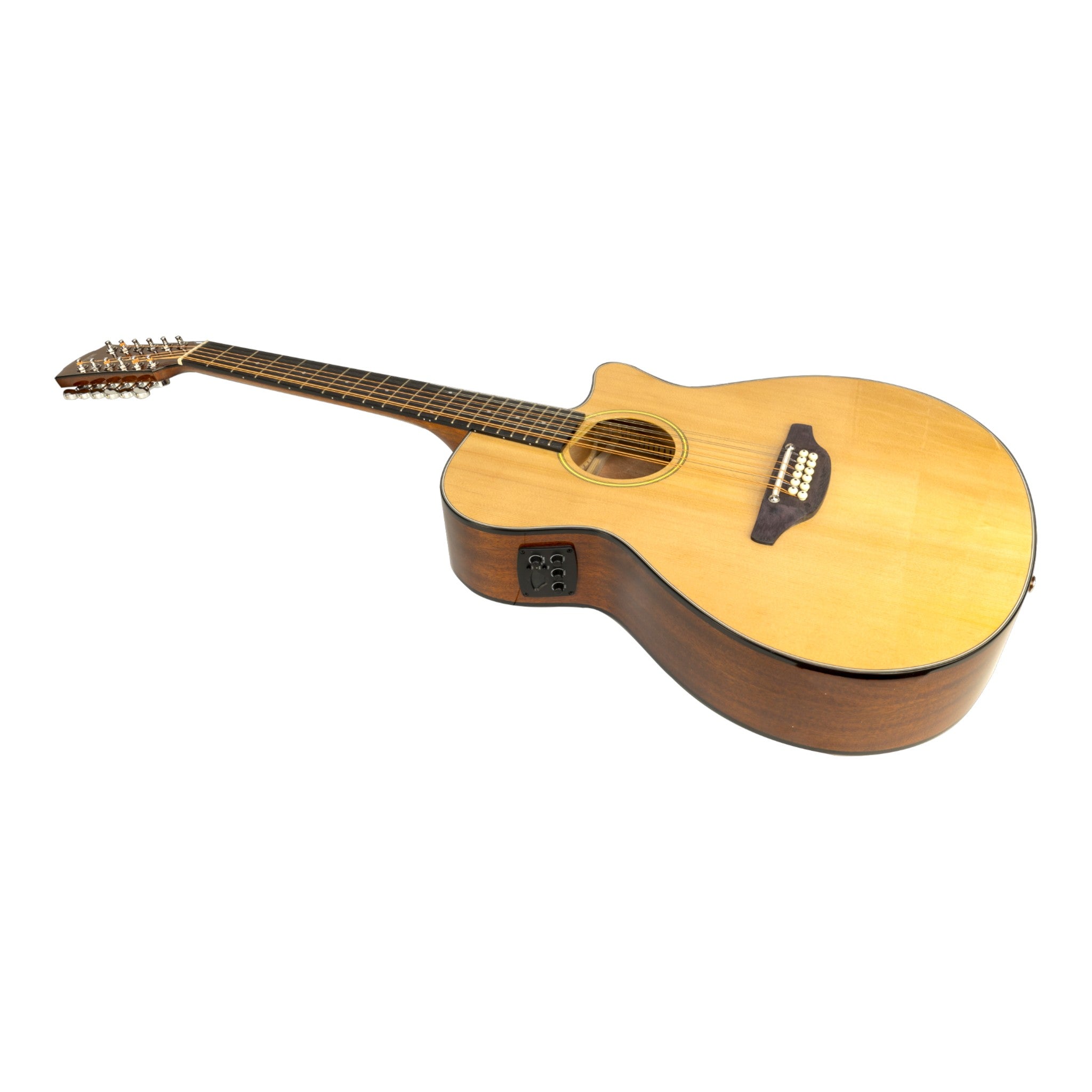 Haze SDG82712CEQN 12-String Acoustic-Electric Guitar with Height Adjustable Saddle - Natural