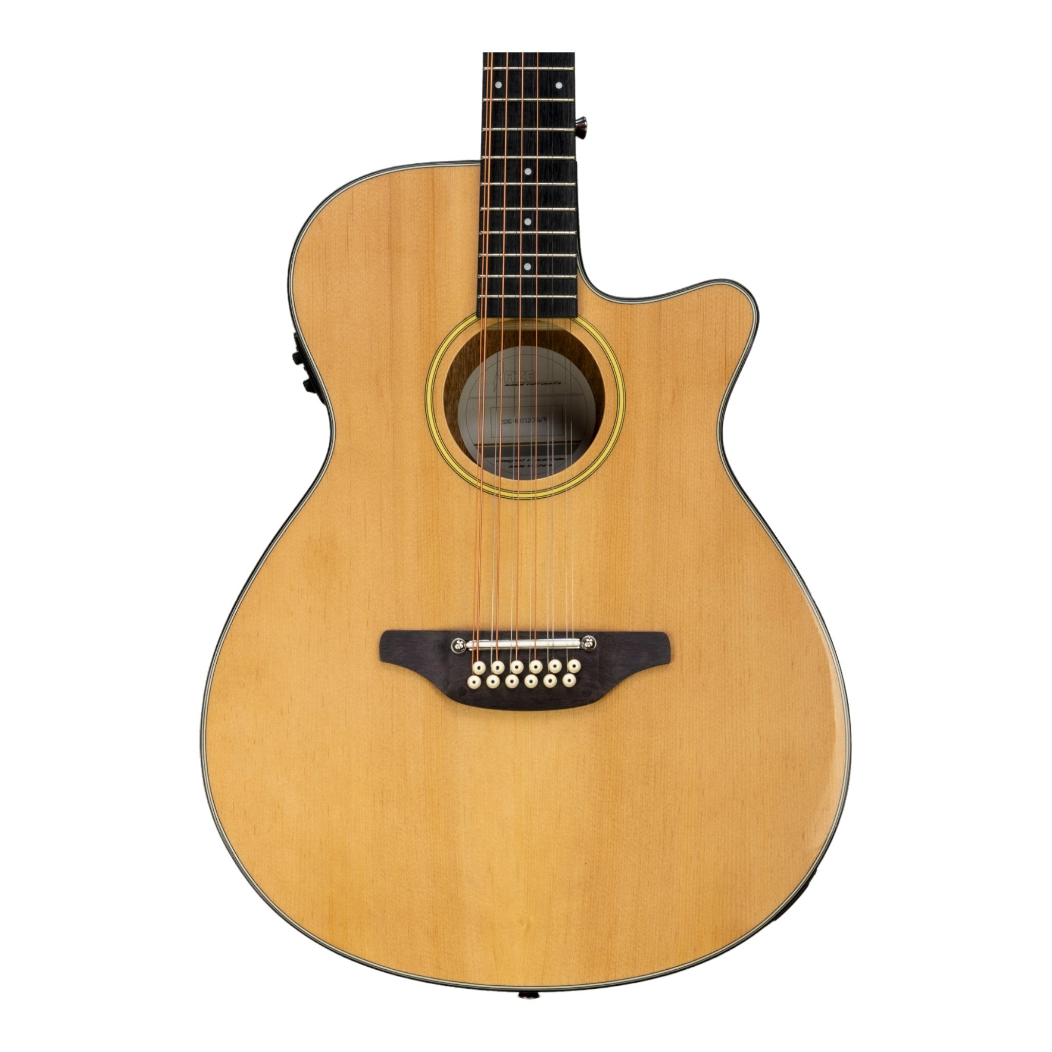 Haze SDG82712CEQSN 12-String Solid Spruce Acoustic-Electric Guitar with Height Adjustable Saddle - Natural