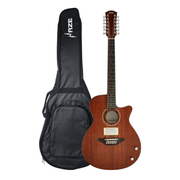 Haze SDG82812CHEQSM 12-String Hybrid Acoustic-Electric Guitar - Solid Mahogany Top Natural