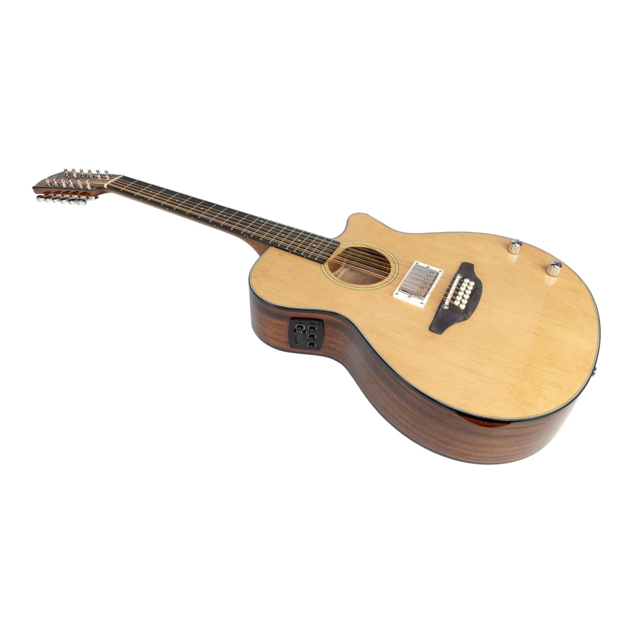 Haze SDG82812CHEQSN Hybrid Acoustic – Electric 12 string Guitars Humbucker Saddle Height Adjustable - Natural