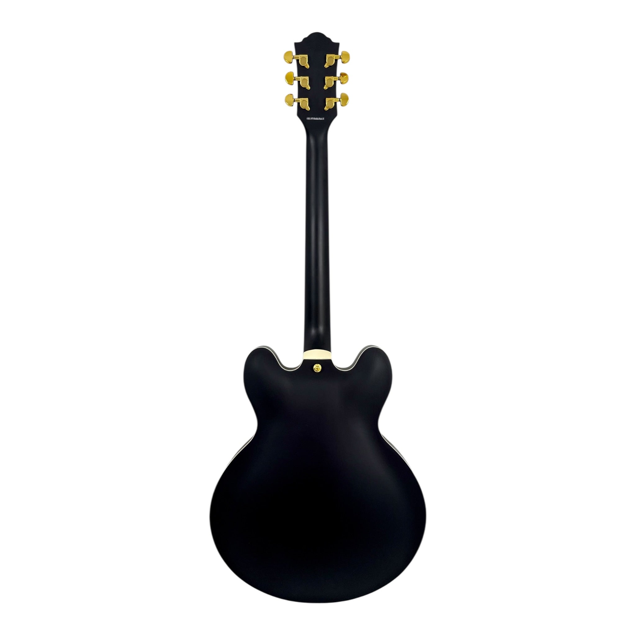 The Haze Nightshade SEG1975BK Maple Semi-Hollow Arched Top HES Electric Guitar in Obsidian Black w/ Vibrato Bar