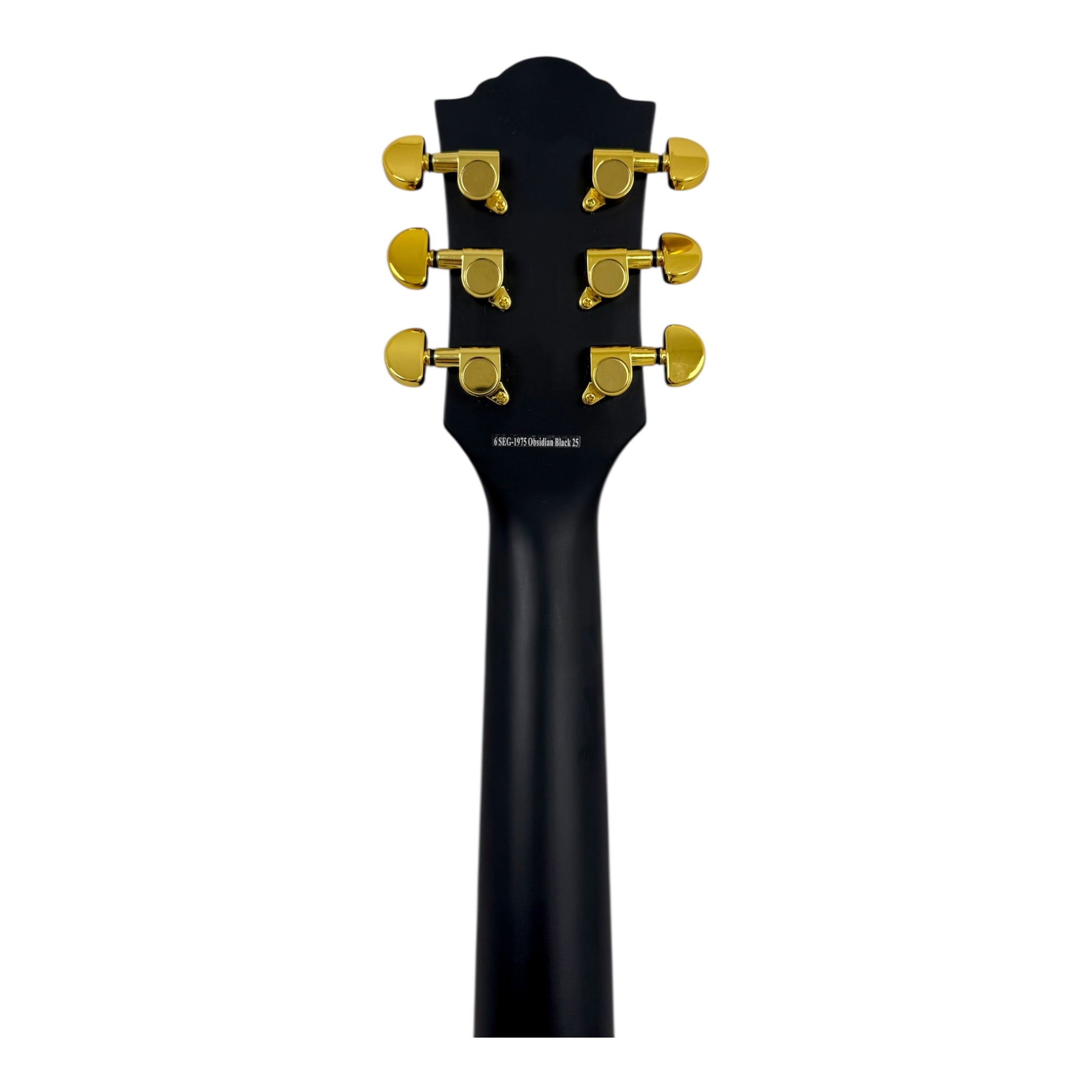 The Haze Nightshade SEG1975BK Maple Semi-Hollow Arched Top HES Electric Guitar in Obsidian Black w/ Vibrato Bar