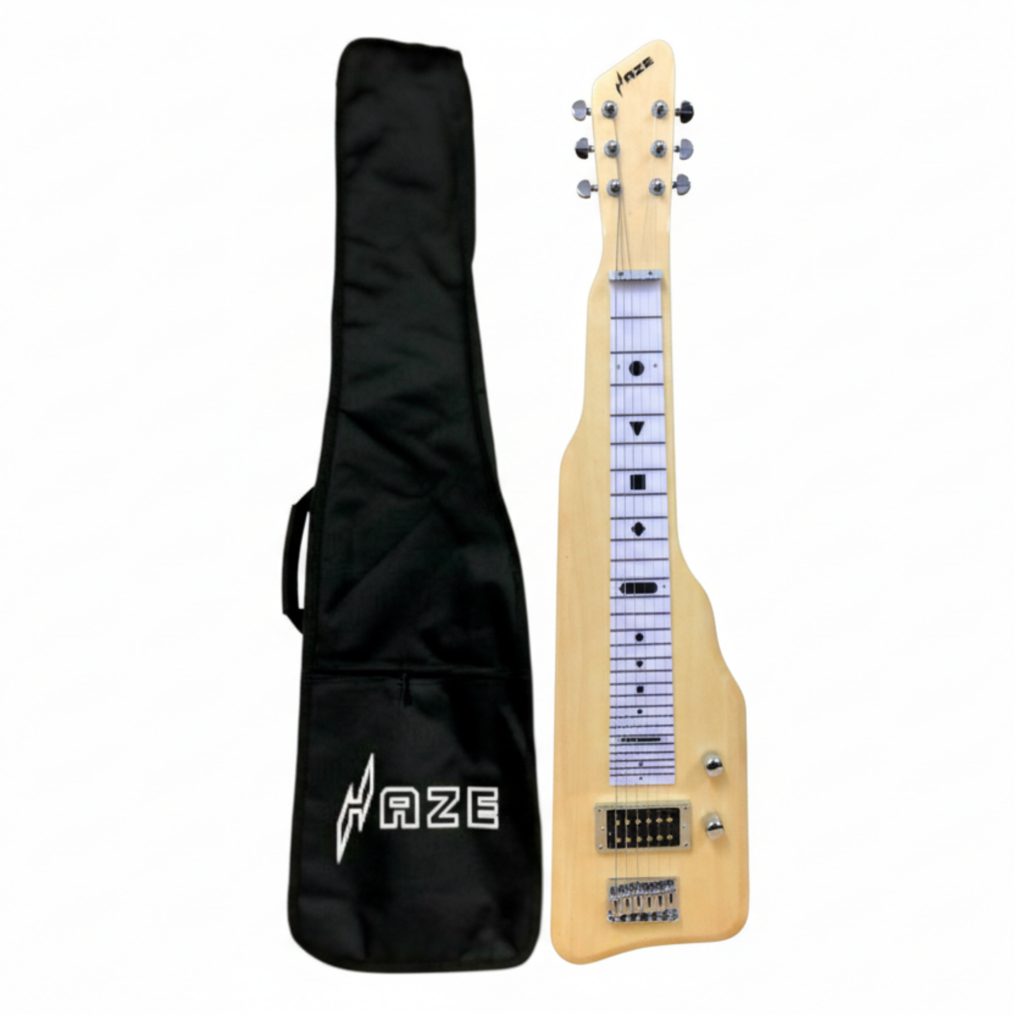 Haze SEG217N Natural Lap Steel Electric Guitar with Split Coil and Humbuckers