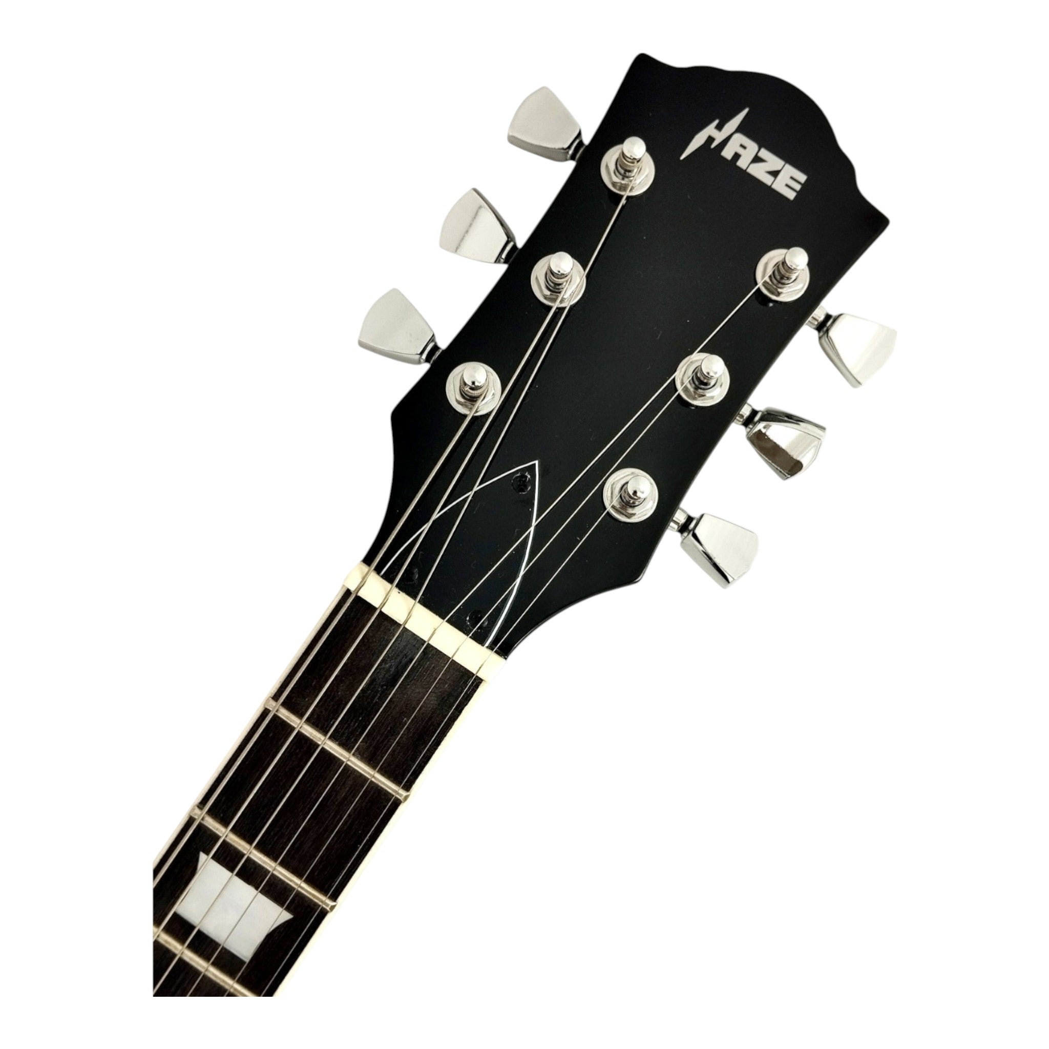 Haze SEG277 Vintageburst Left-Handed Electric Guitar with Humbuckers and Flame Maple Top + 10W Amp. (Optional)