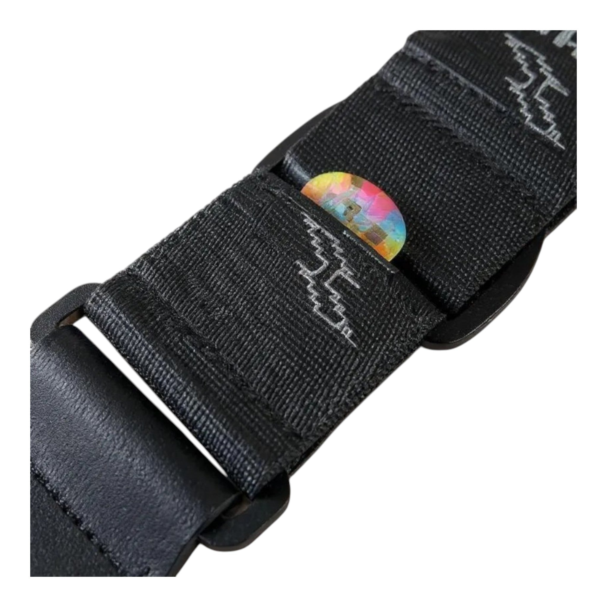 Haze STRPLOGO Woven Nylon Guitar Strap – Black Satin with Logo Print