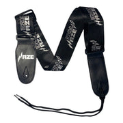 Haze STRPLOGO Woven Nylon Guitar Strap – Black Satin with Logo Print
