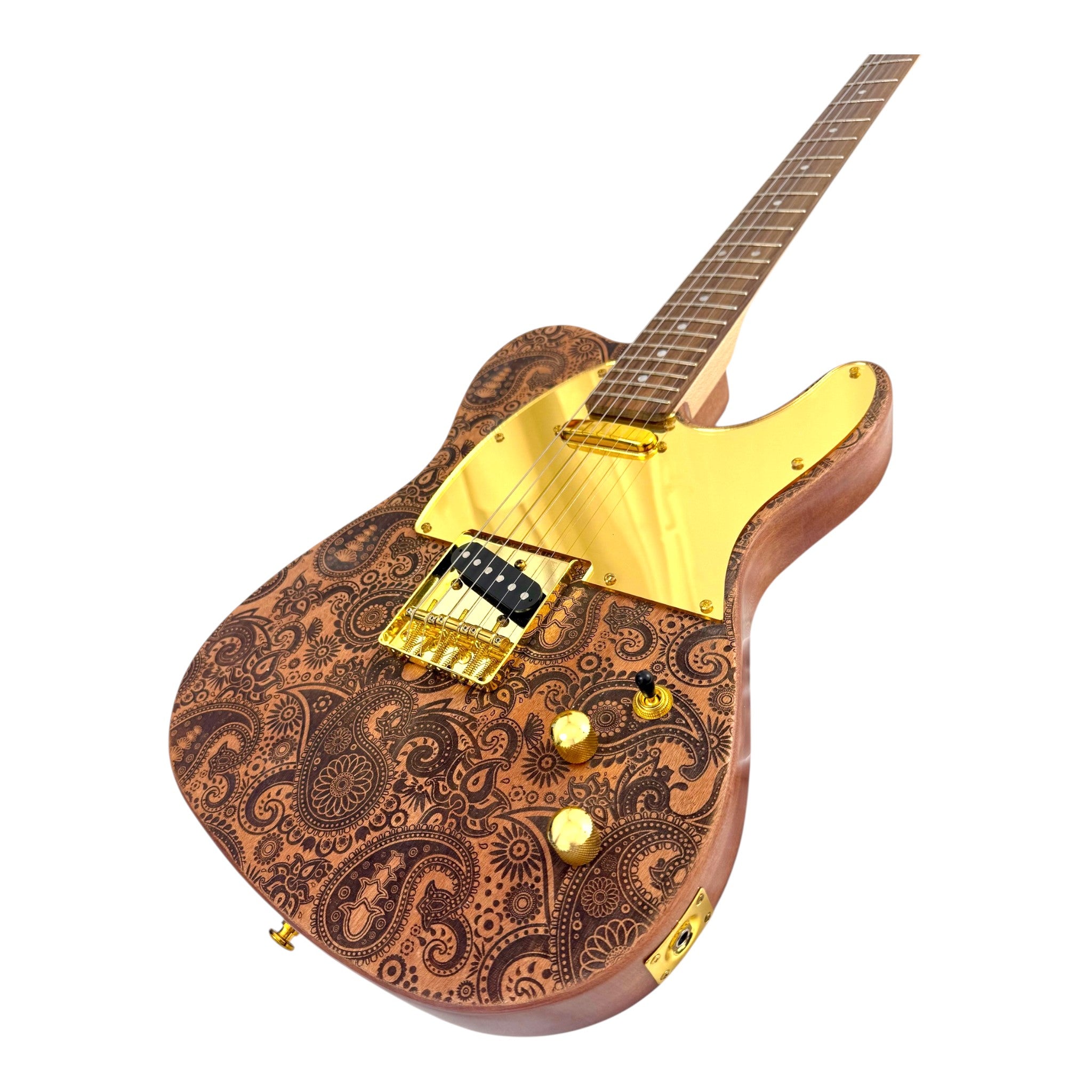 Haze TL197 Engraved Woodgrain "Buta" Electric Guitar with Single Coils
