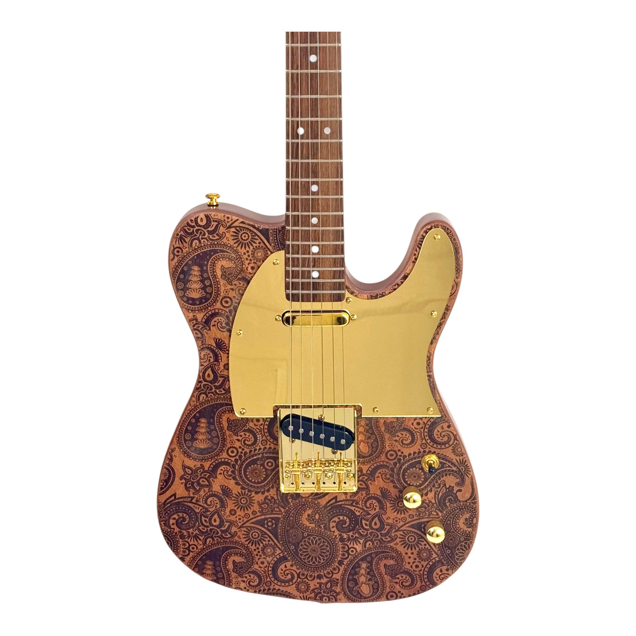 Haze TL197 Engraved Woodgrain "Buta" Electric Guitar with Single Coils