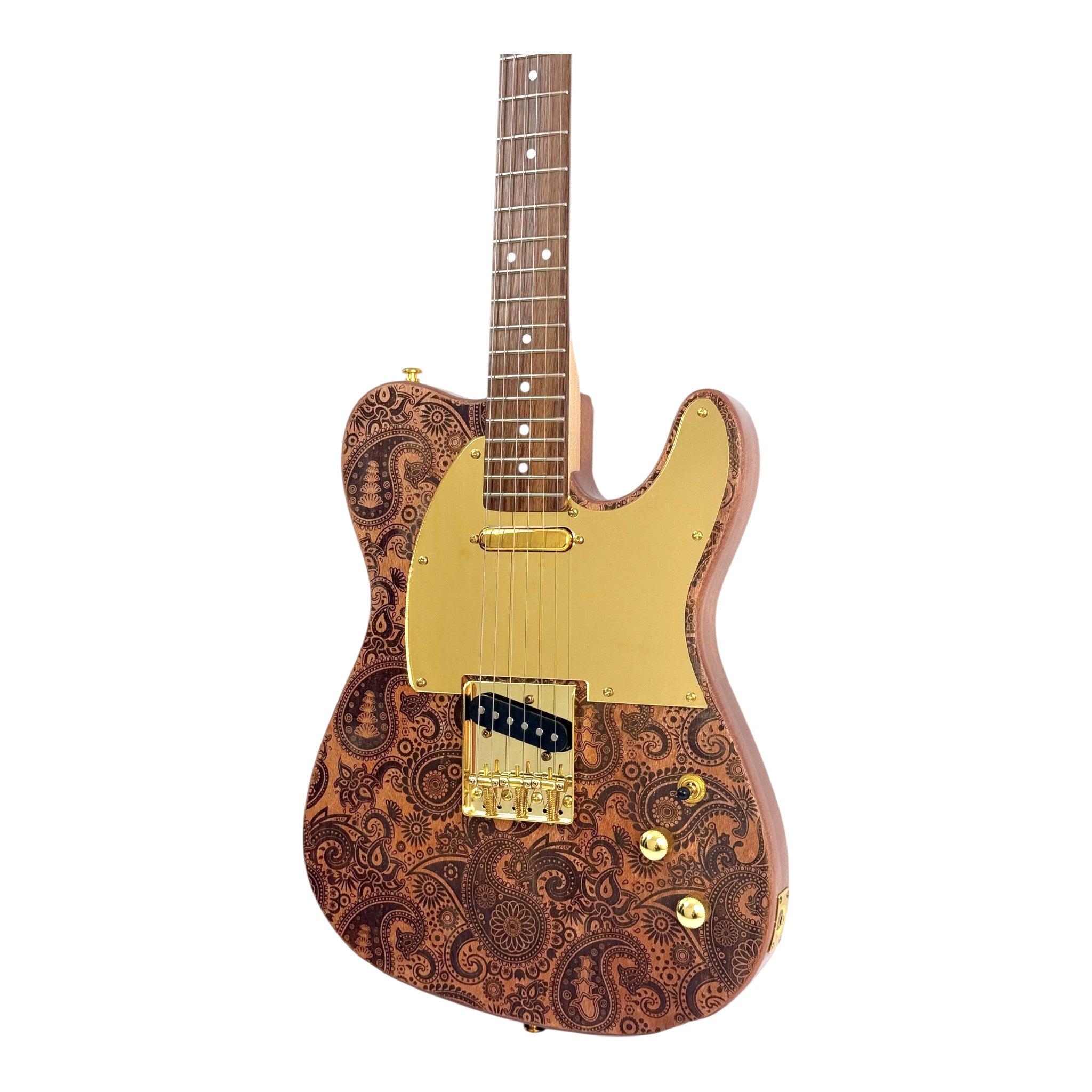 Haze TL197 Engraved Woodgrain "Buta" Electric Guitar with Single Coils