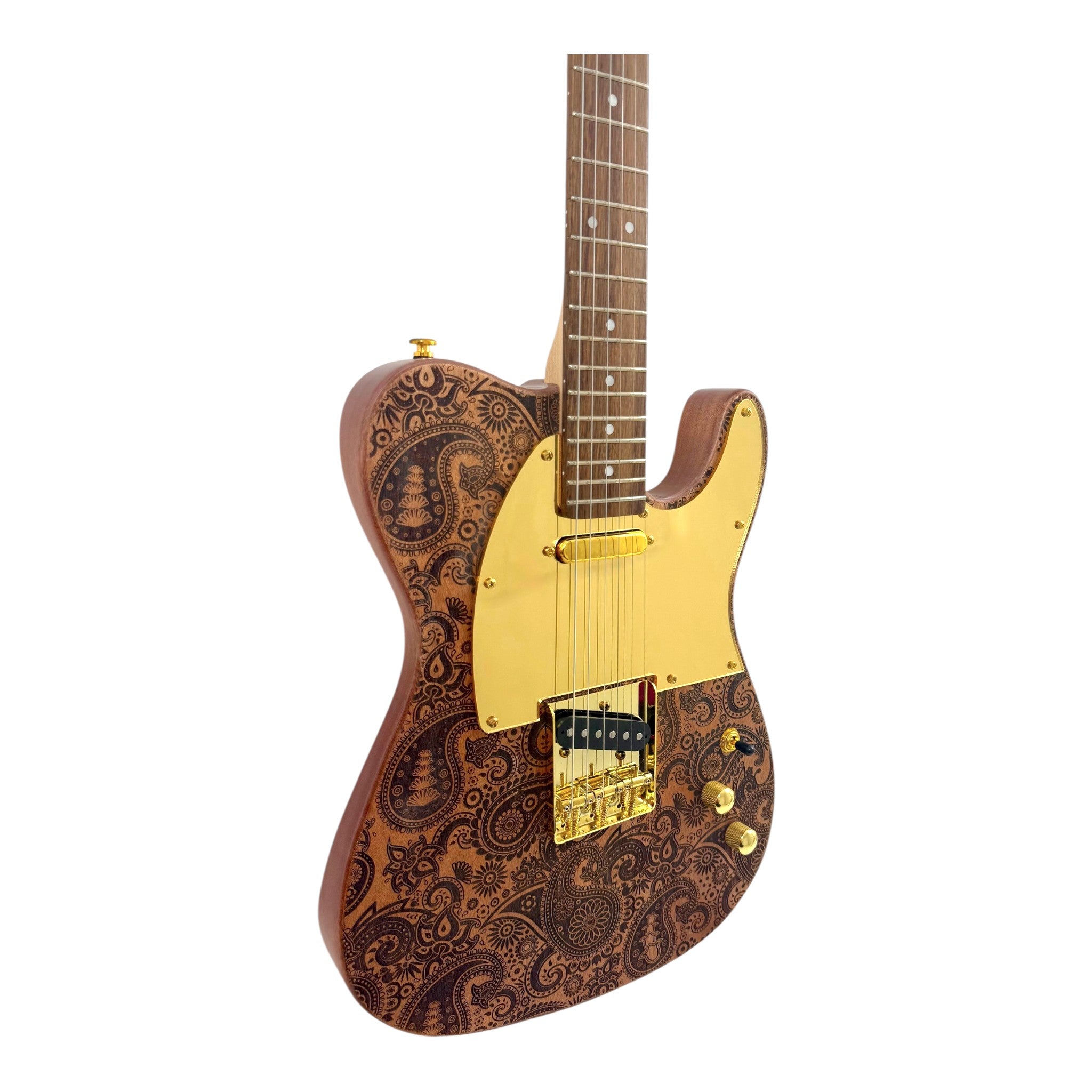 Haze TL197 Engraved Woodgrain "Buta" Electric Guitar with Single Coils