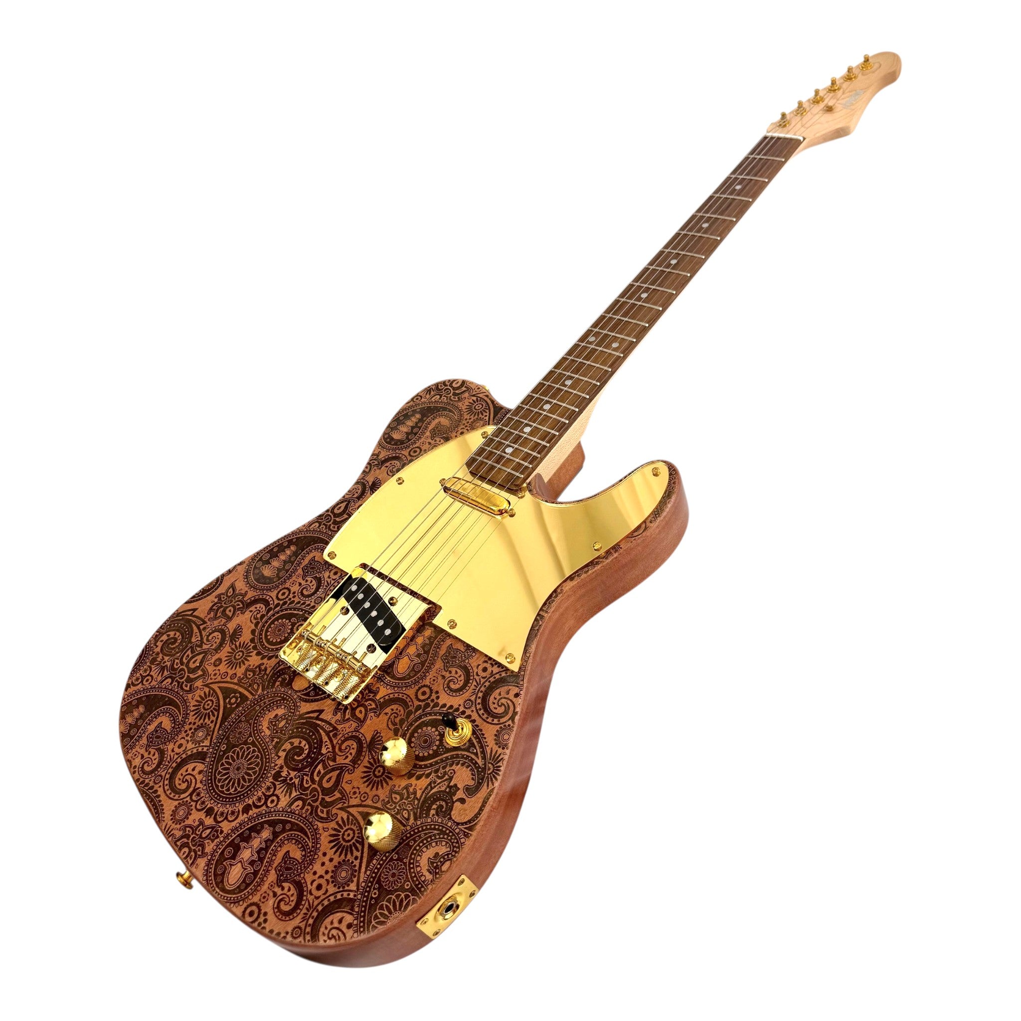 Haze TL197 Engraved Woodgrain "Buta" Electric Guitar with Single Coils