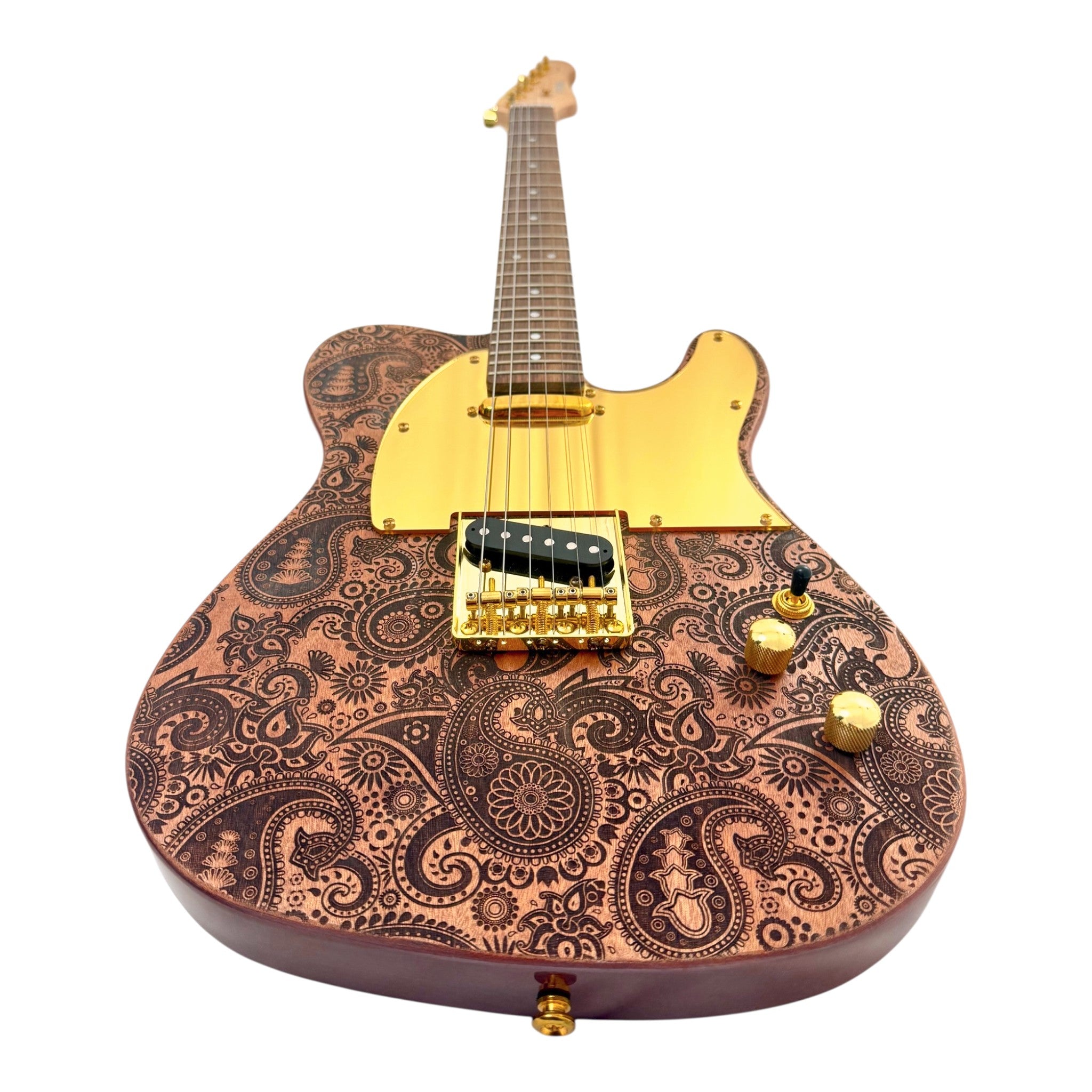 Haze TL197 Engraved Woodgrain "Buta" Electric Guitar with Single Coils