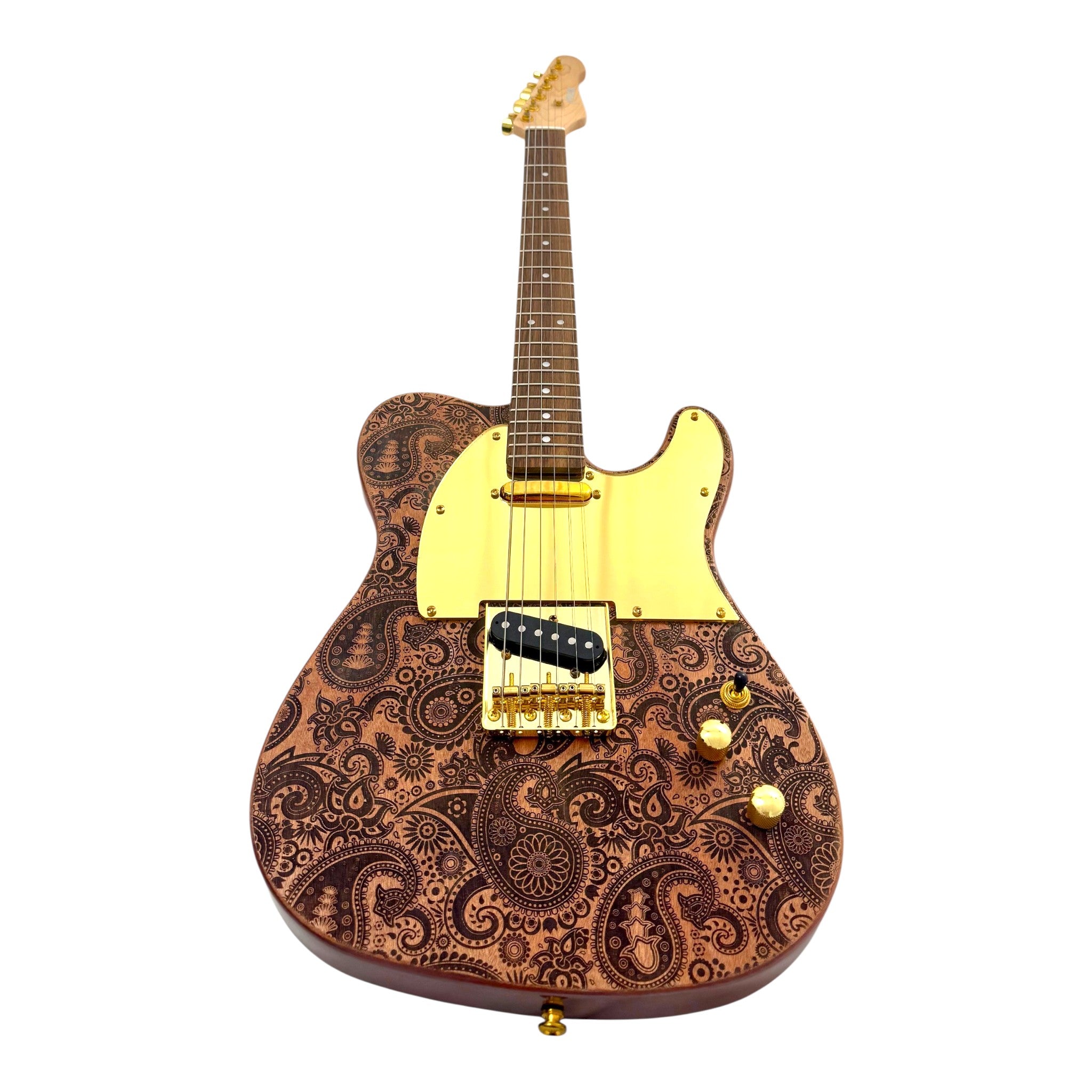 Haze TL197 Engraved Woodgrain "Buta" Electric Guitar with Single Coils