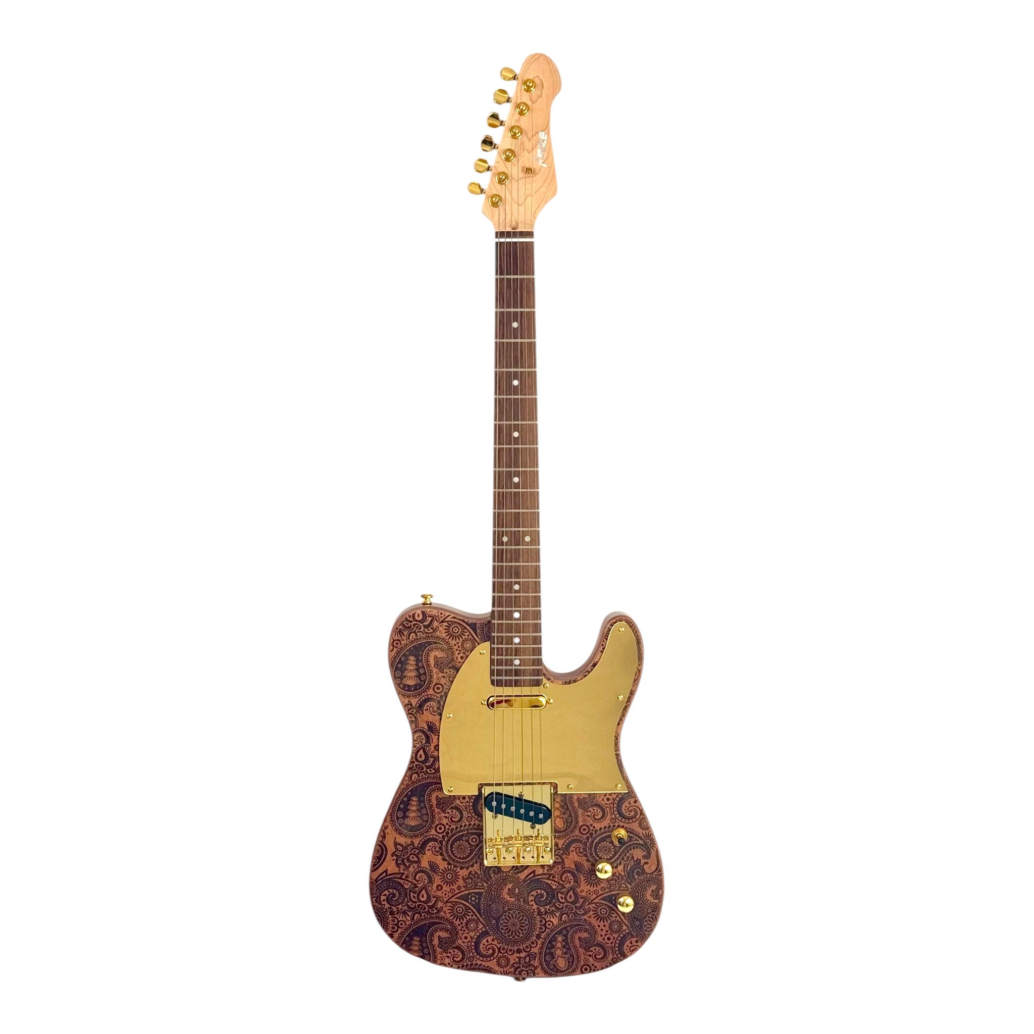 Haze TL197 Engraved Woodgrain "Buta" Electric Guitar with Single Coils