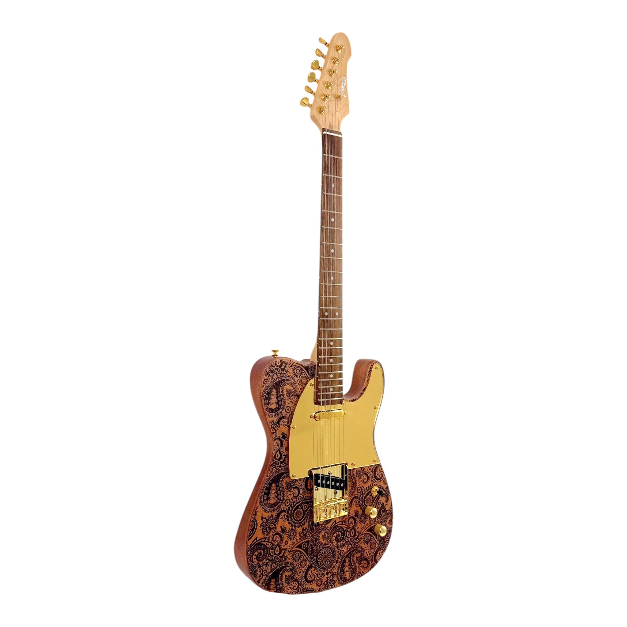 Haze TL197 Engraved Woodgrain "Buta" Electric Guitar with Single Coils
