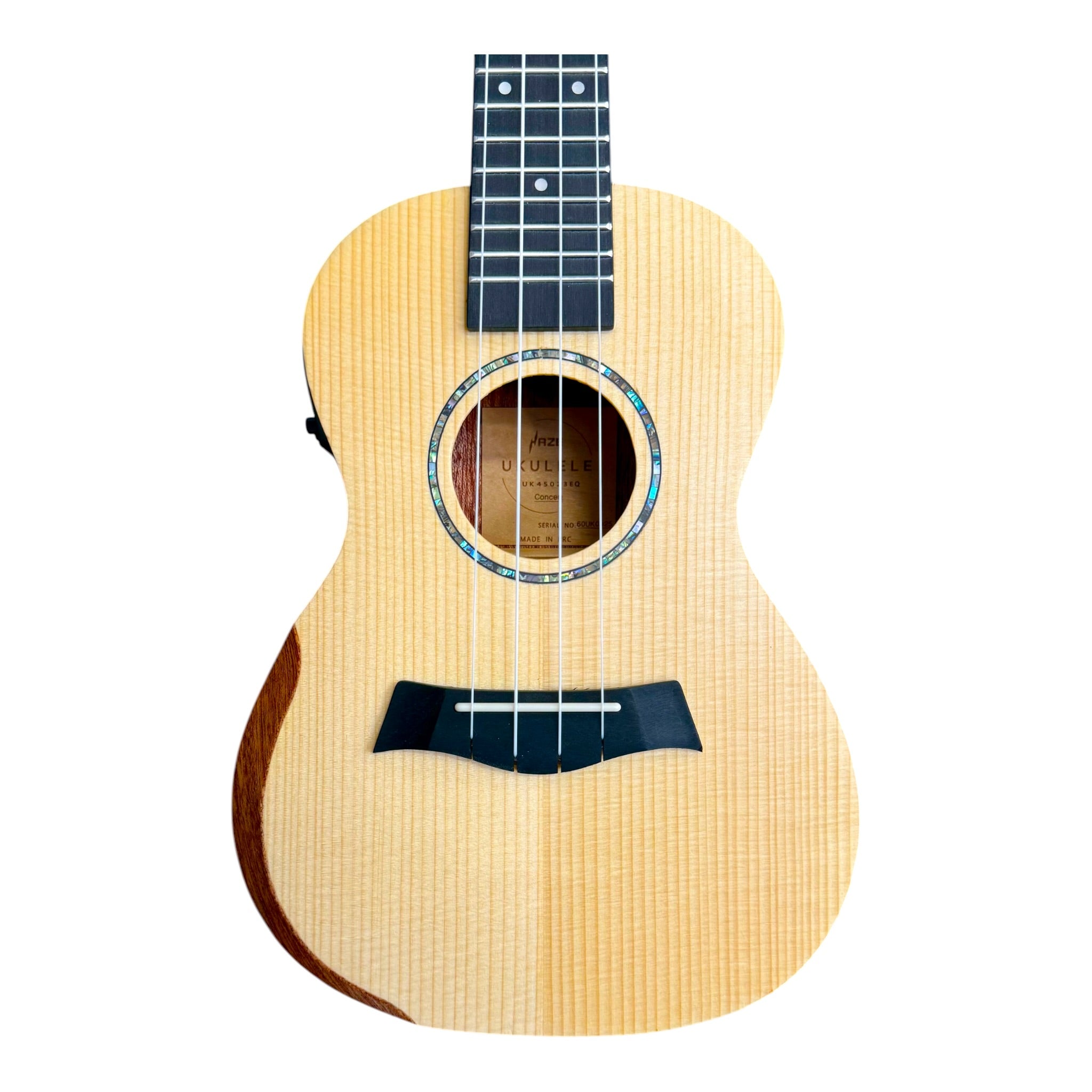 Haze UK450 Solid Spruce Top Acoustic-Electric 23" Concert Ukulele with Bevelled Armrest - UK45023EQ