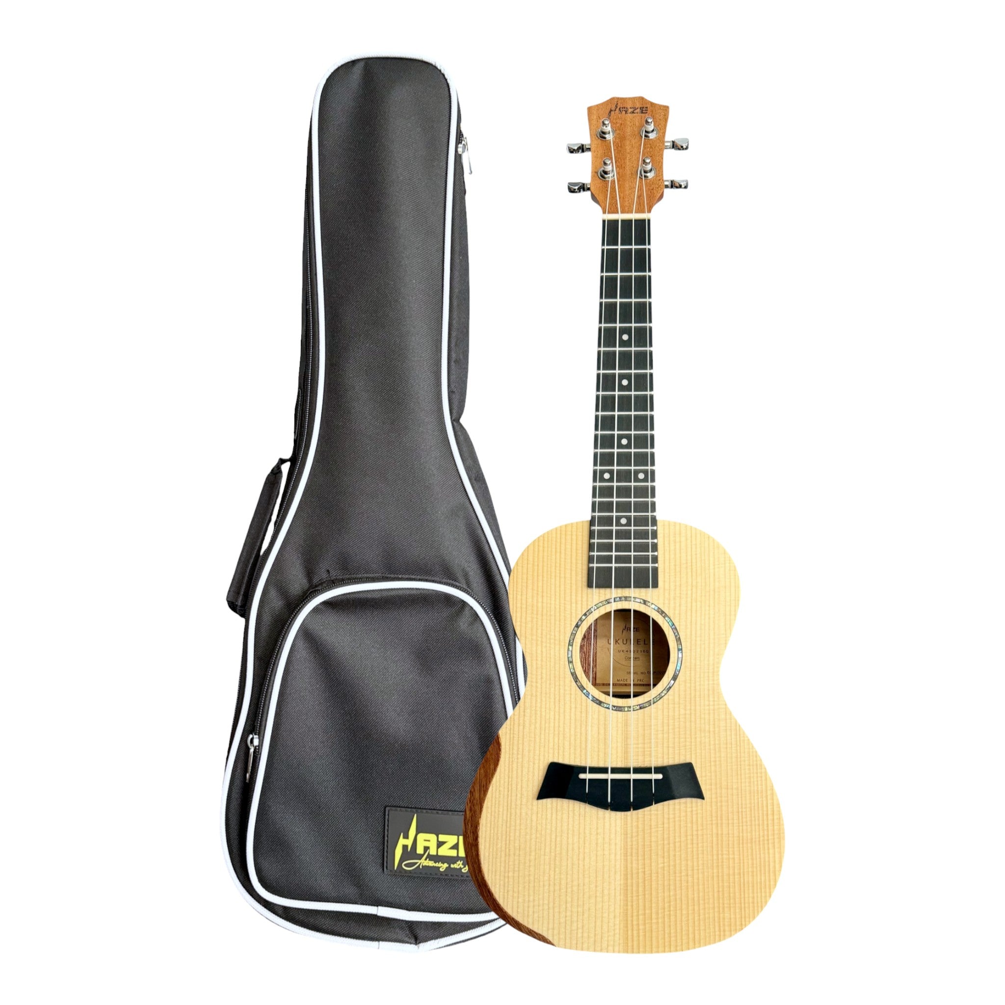 Haze UK450 Solid Spruce Top Acoustic-Electric 23" Concert Ukulele with Bevelled Armrest - UK45023EQ
