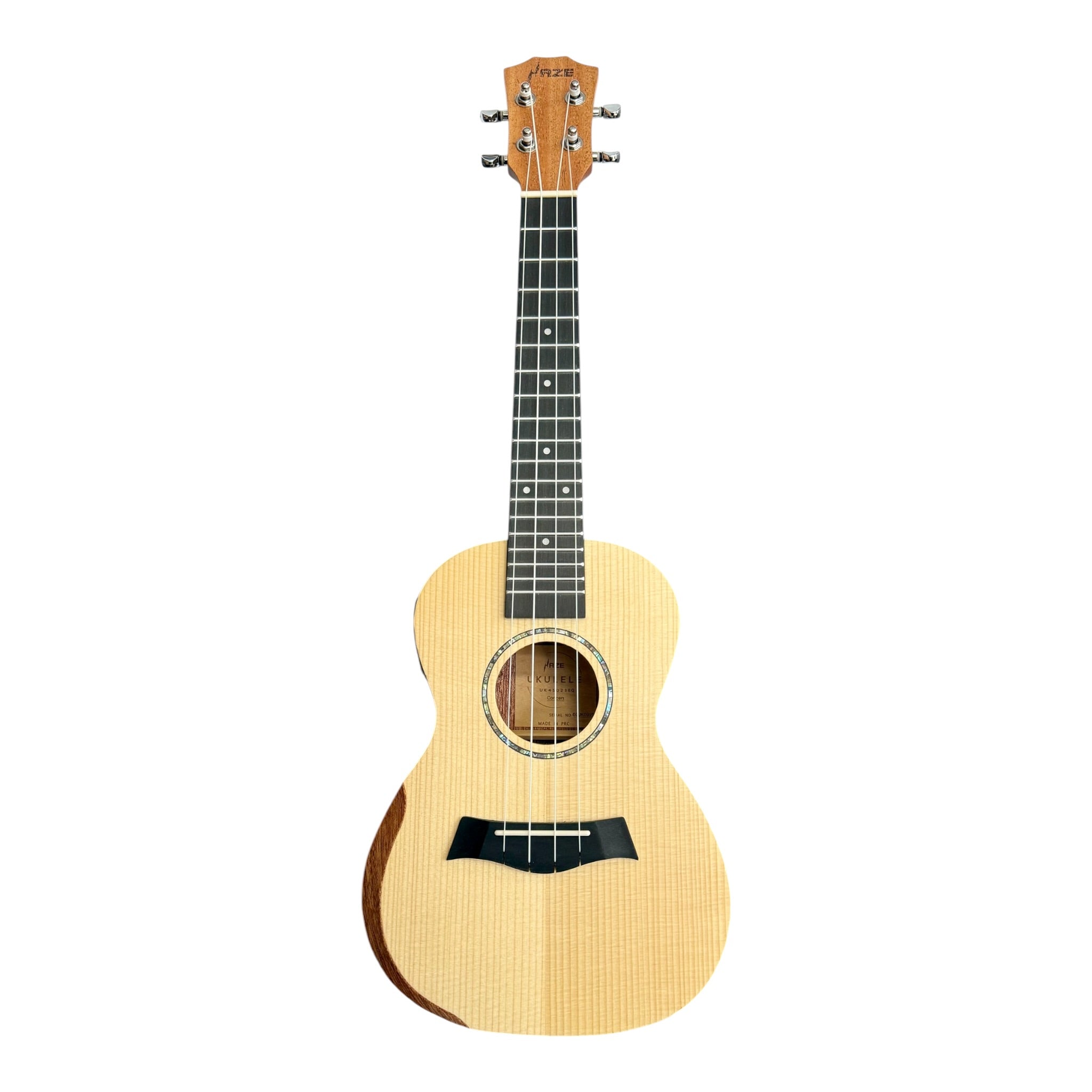 Haze UK450 Solid Spruce Top Acoustic-Electric 23" Concert Ukulele with Bevelled Armrest - UK45023EQ