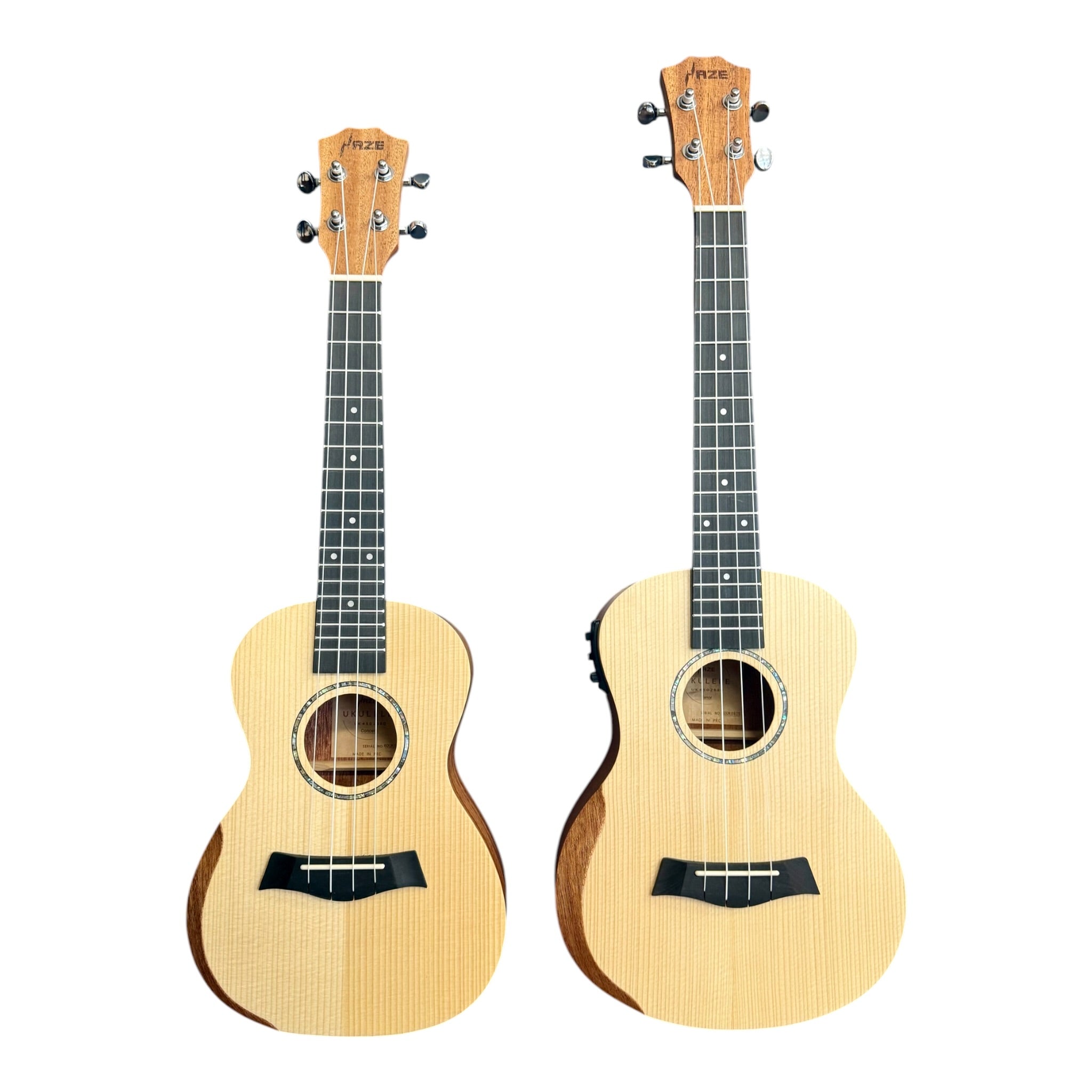 Haze UK450 Solid Spruce Top Acoustic-Electric 23" Concert Ukulele with Bevelled Armrest - UK45023EQ