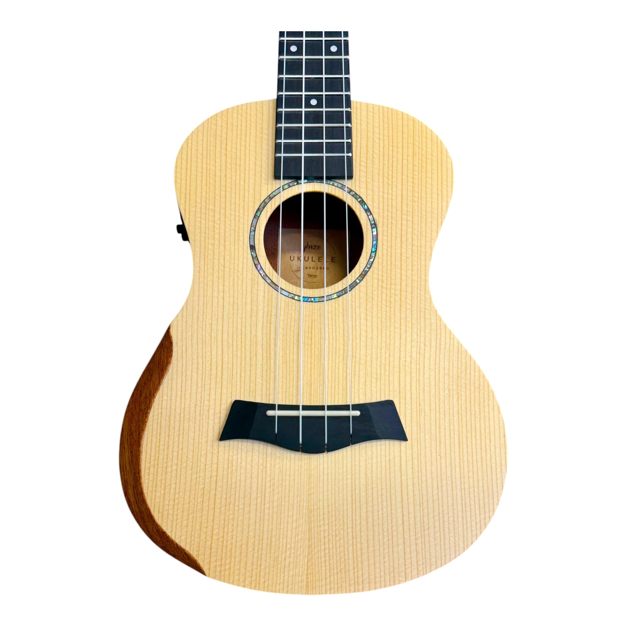 Haze UK450 Solid Spruce Top Acoustic-Electric 26" Tenor Ukulele with Bevelled Armrest - UK45026EQ
