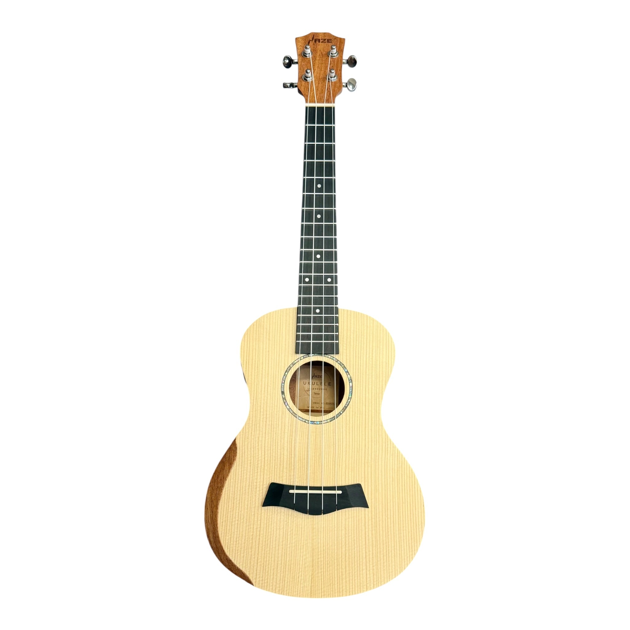 Haze UK450 Solid Spruce Top Acoustic-Electric 26" Tenor Ukulele with Bevelled Armrest - UK45026EQ