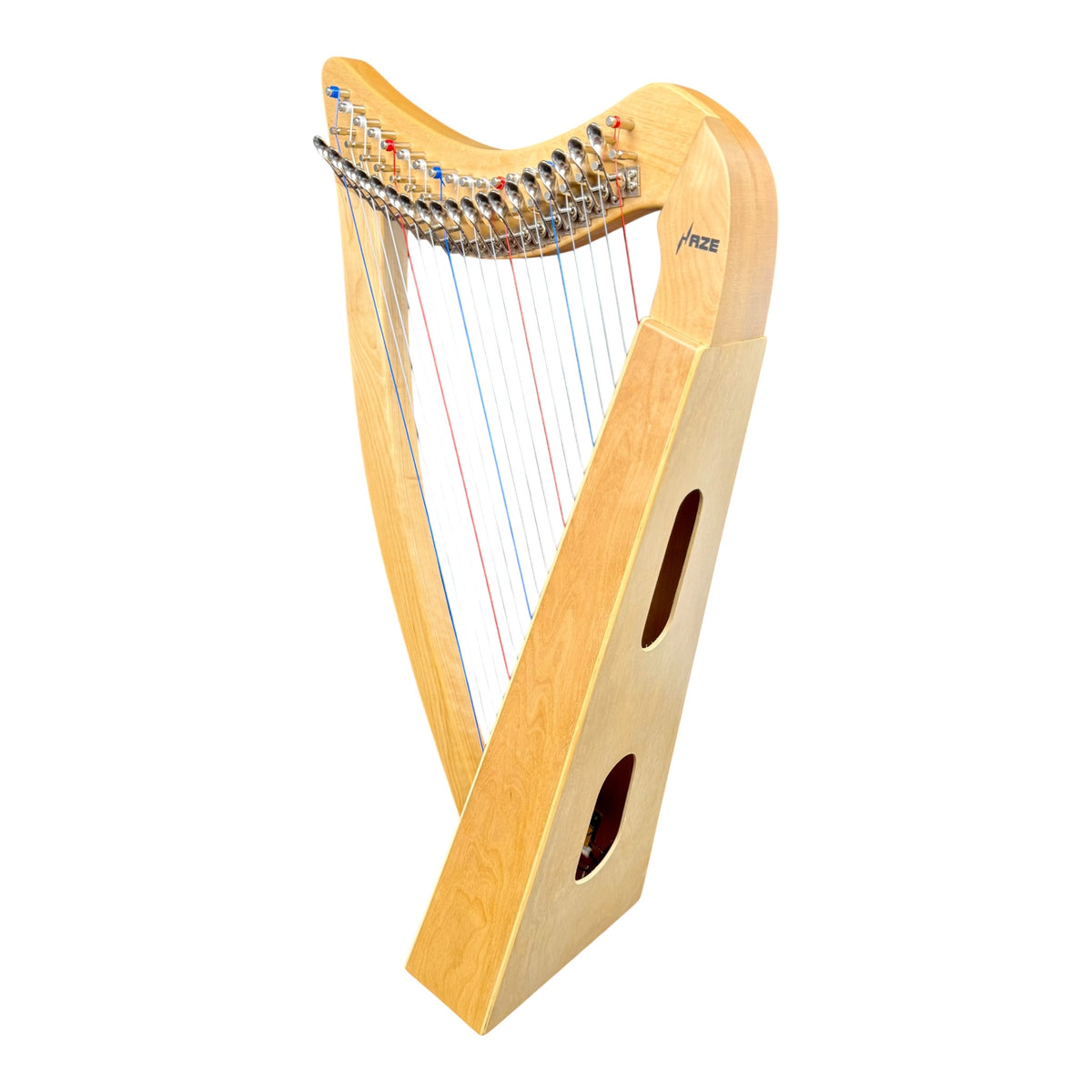 Haze WH19MSEQL 19-String Acoustic-Electric Lever-Fitted Lap Harp - Natural Maple Harp with Sitka Spruce Soundboard