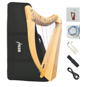Haze WH19MSEQL 19-String Acoustic-Electric Lever-Fitted Lap Harp - Natural Maple Harp with Sitka Spruce Soundboard