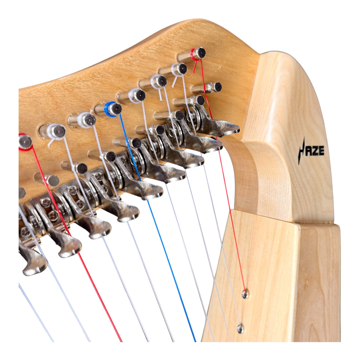 Haze WH19MSEQL 19-String Acoustic-Electric Lever-Fitted Lap Harp - Natural Maple Harp with Sitka Spruce Soundboard