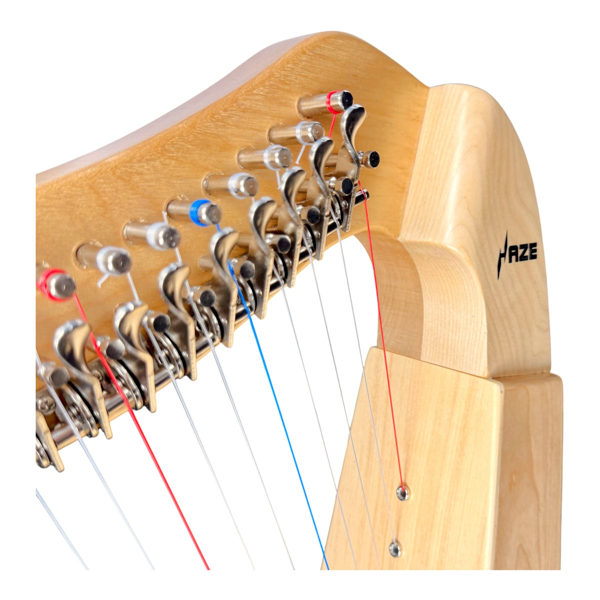 Haze WH19MSEQL 19-String Acoustic-Electric Lever-Fitted Lap Harp - Natural Maple Harp with Sitka Spruce Soundboard