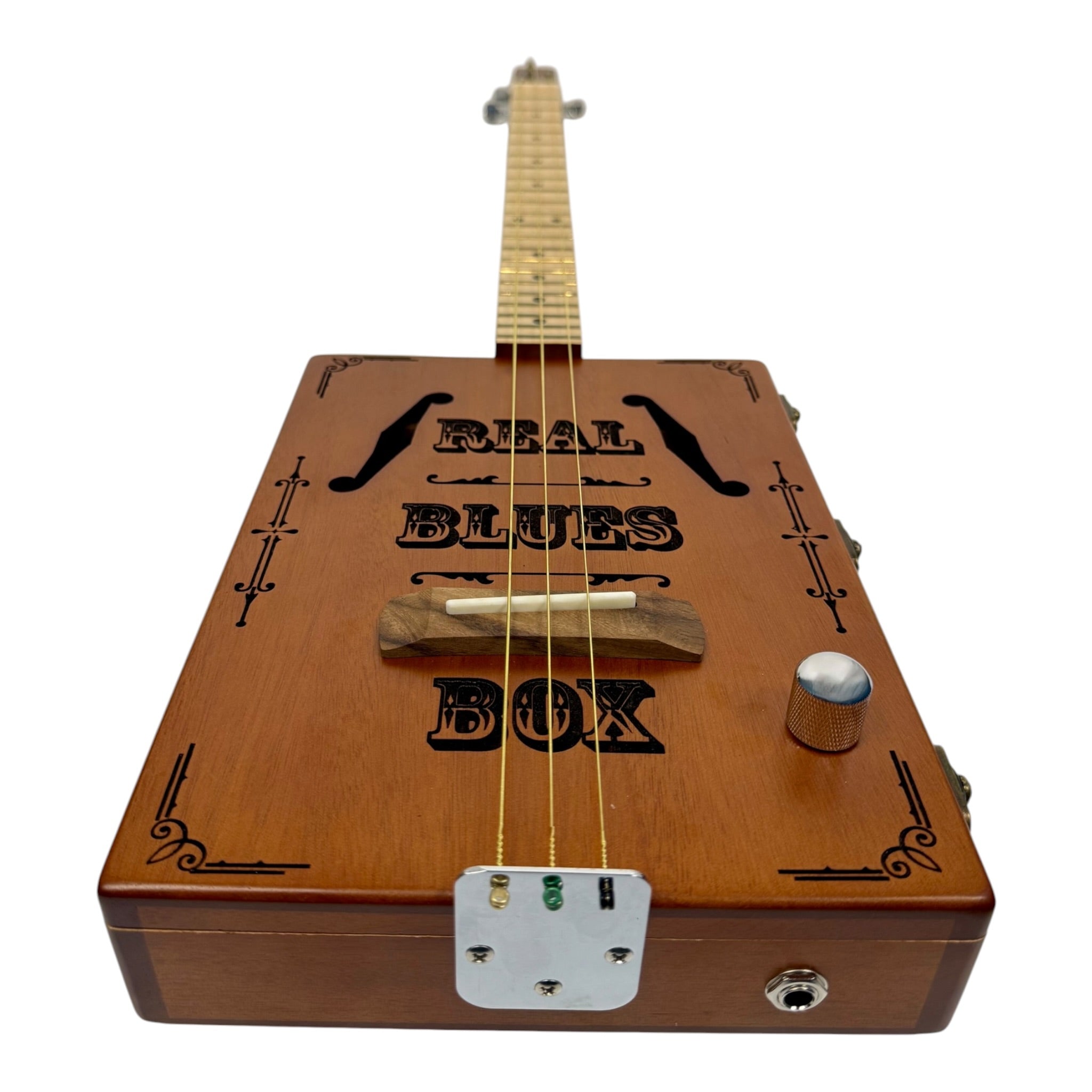 Haze "Blues" Mahogany Body 3-String Cigar Box Guitar Complete DIY Kit - Passive Piezo Pickup - X1 (Optional Slide Available)